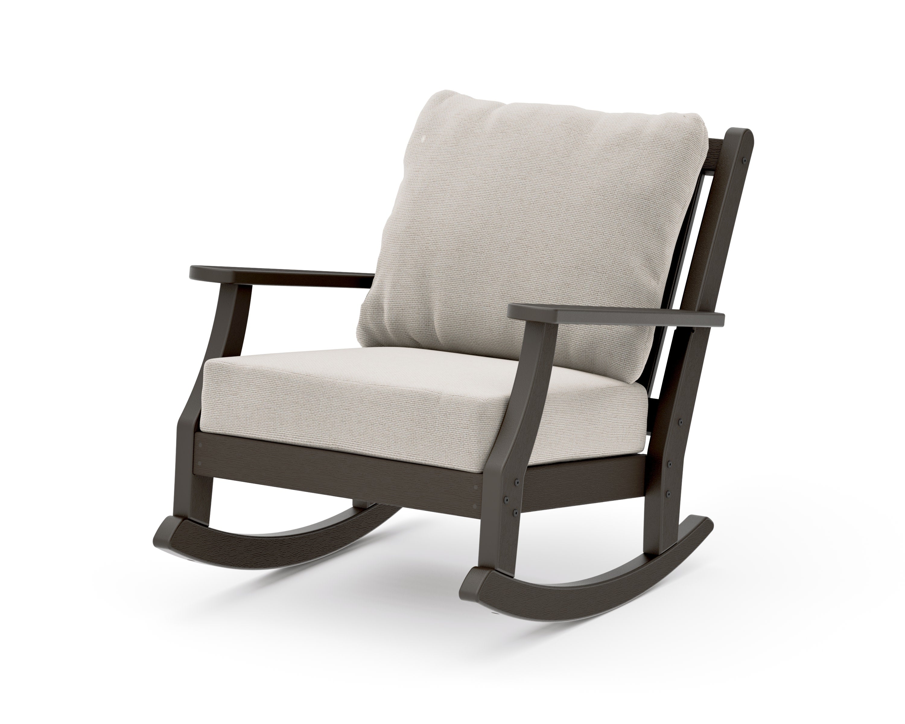 Wovendale Deep Seating Rocking Chair in Vintage Coffee / Dune Burlap
