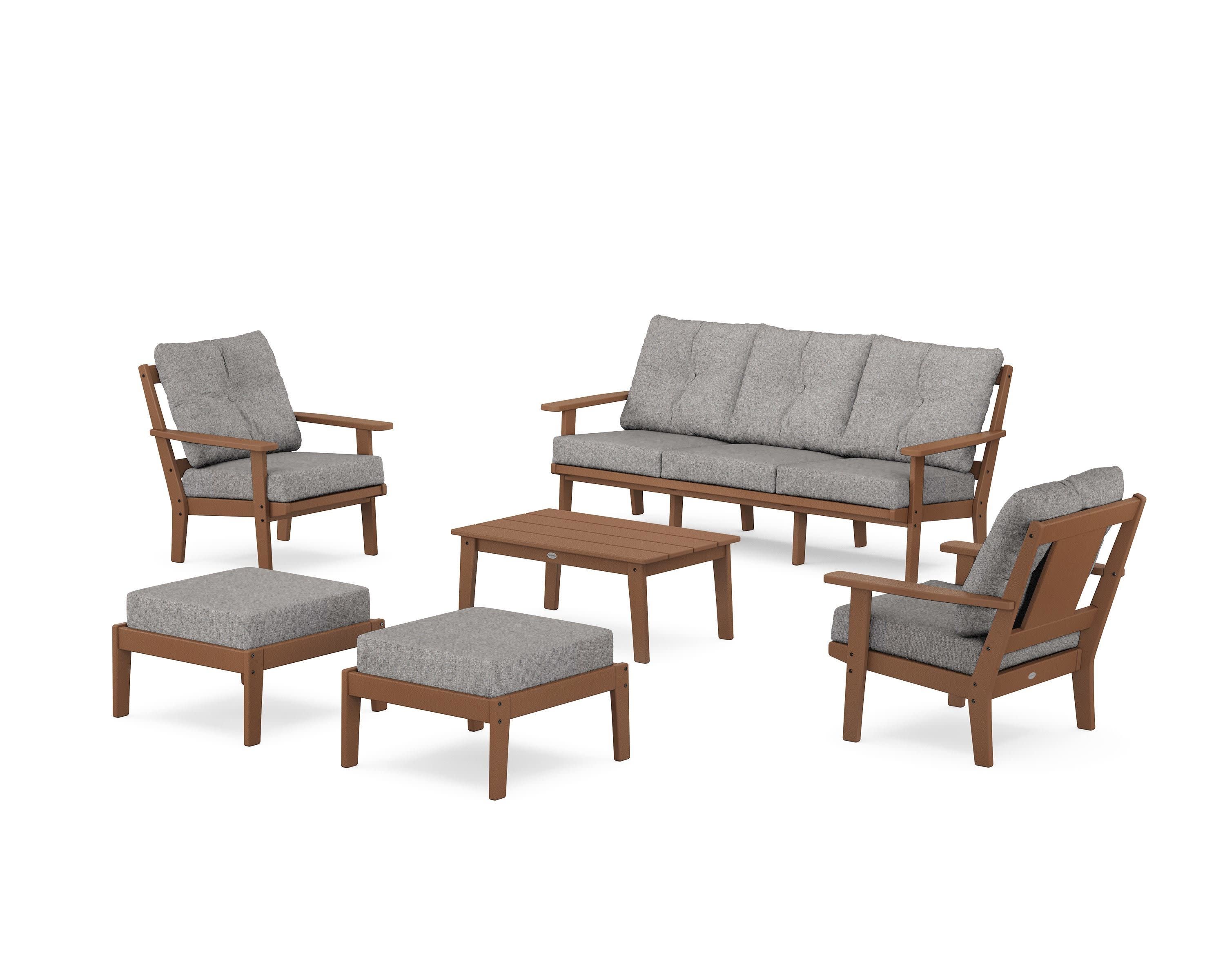 Prairie 6-Piece Lounge Sofa Set in Teak / Grey Mist