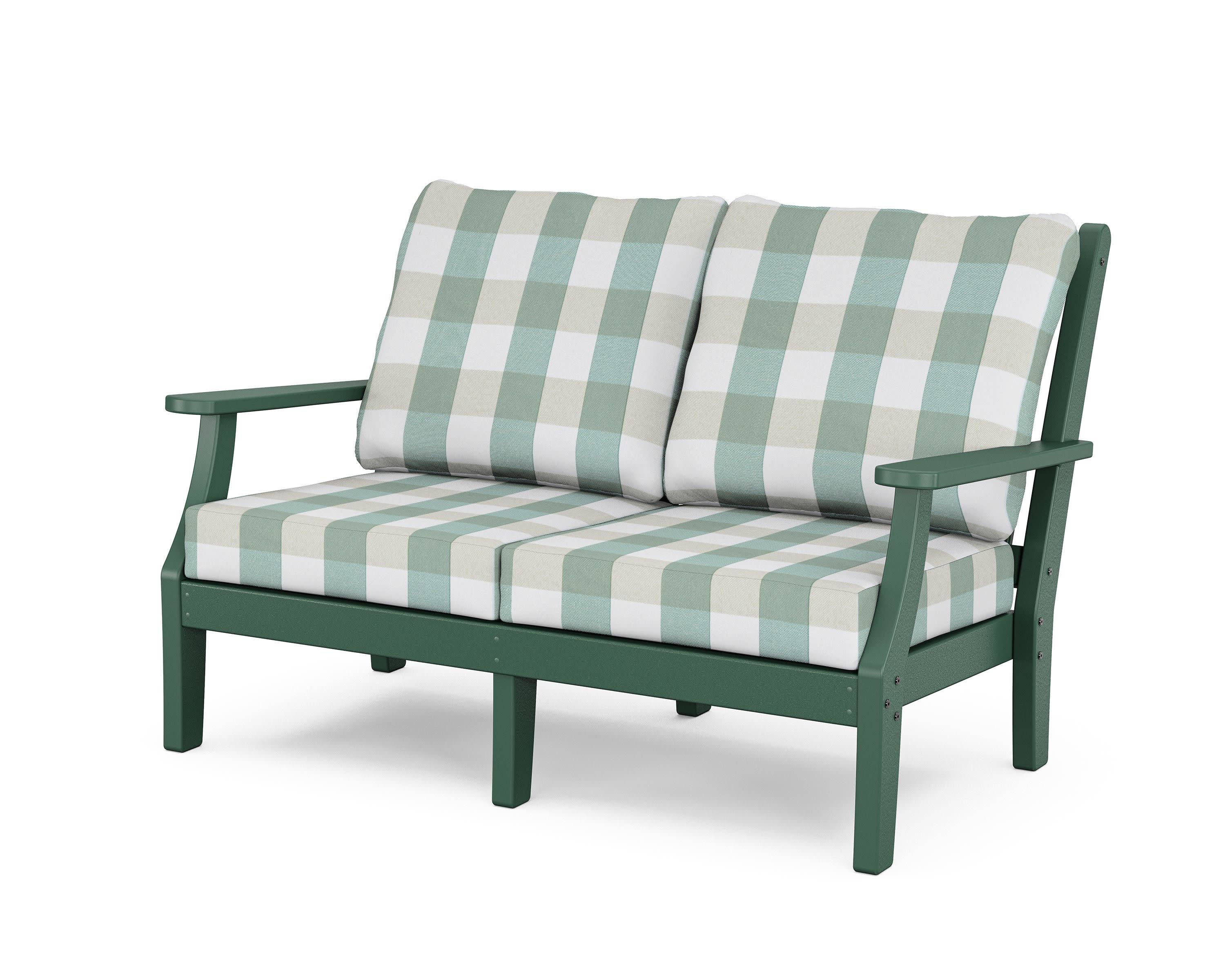 Wovendale Deep Seating Loveseat in Green / Buffalo Plaid Glacier Spa