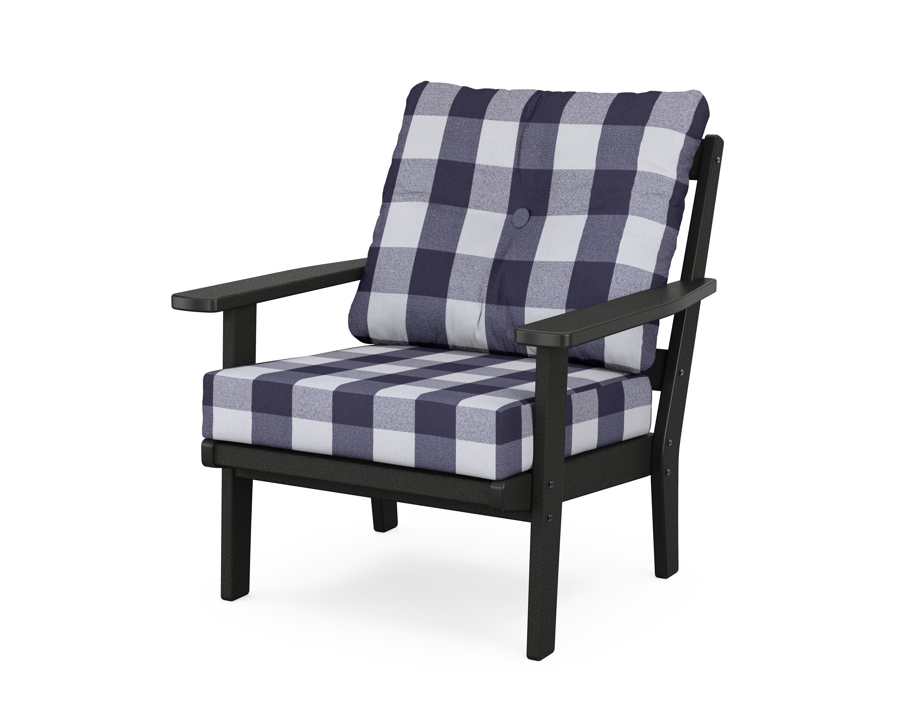 Prairie Deep Seating Chair in Black / Buffalo Plaid Navy