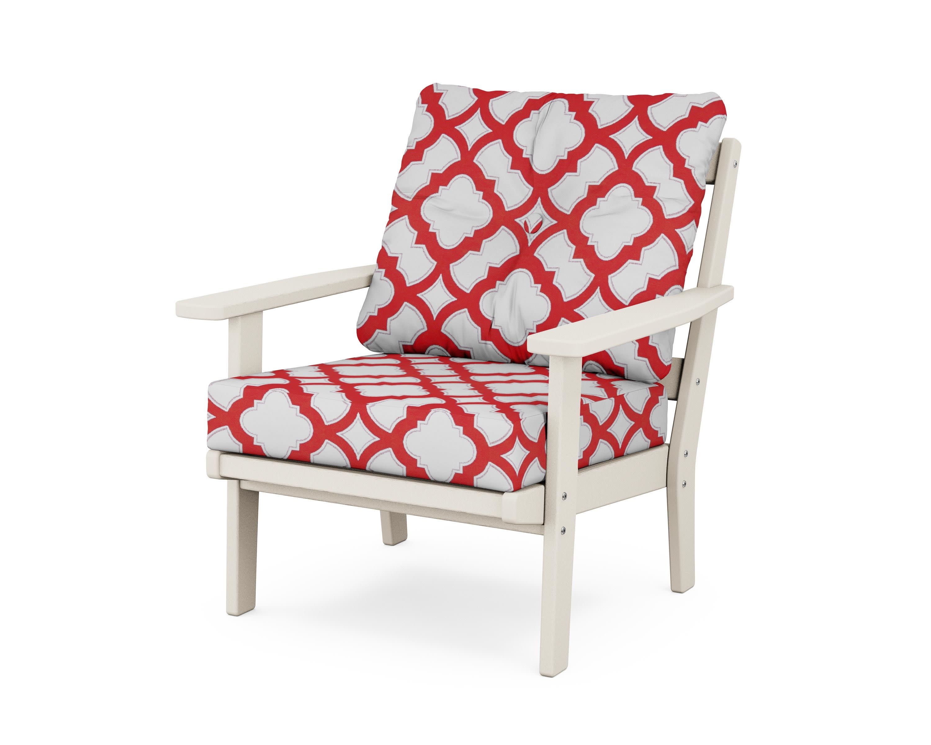Prairie Deep Seating Chair in Sand / Trellis Crimson