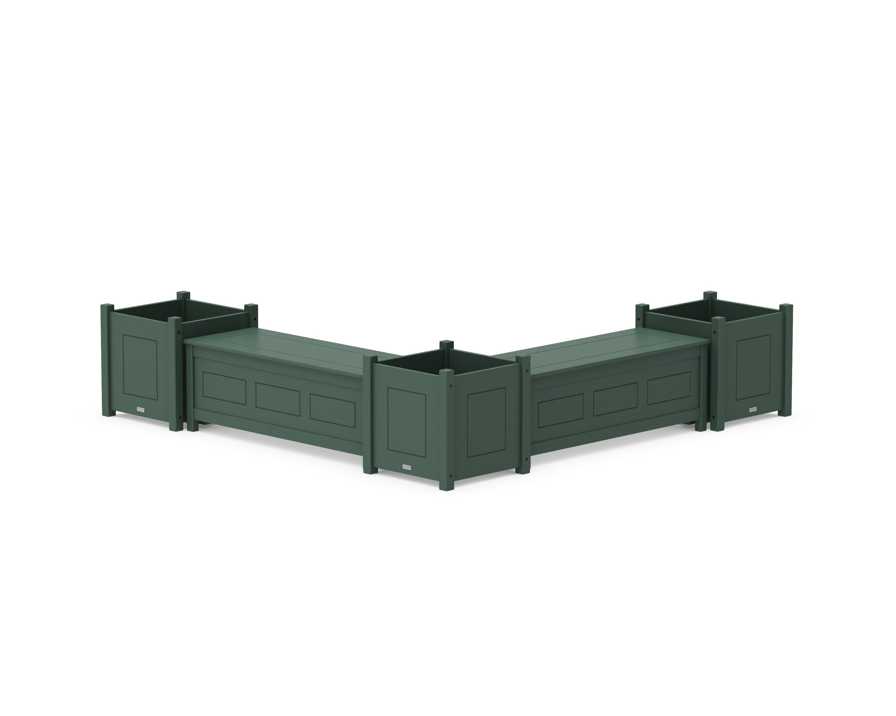48" Country Living L- Shaped Planter Storage Bench Corner Set- Large in Green