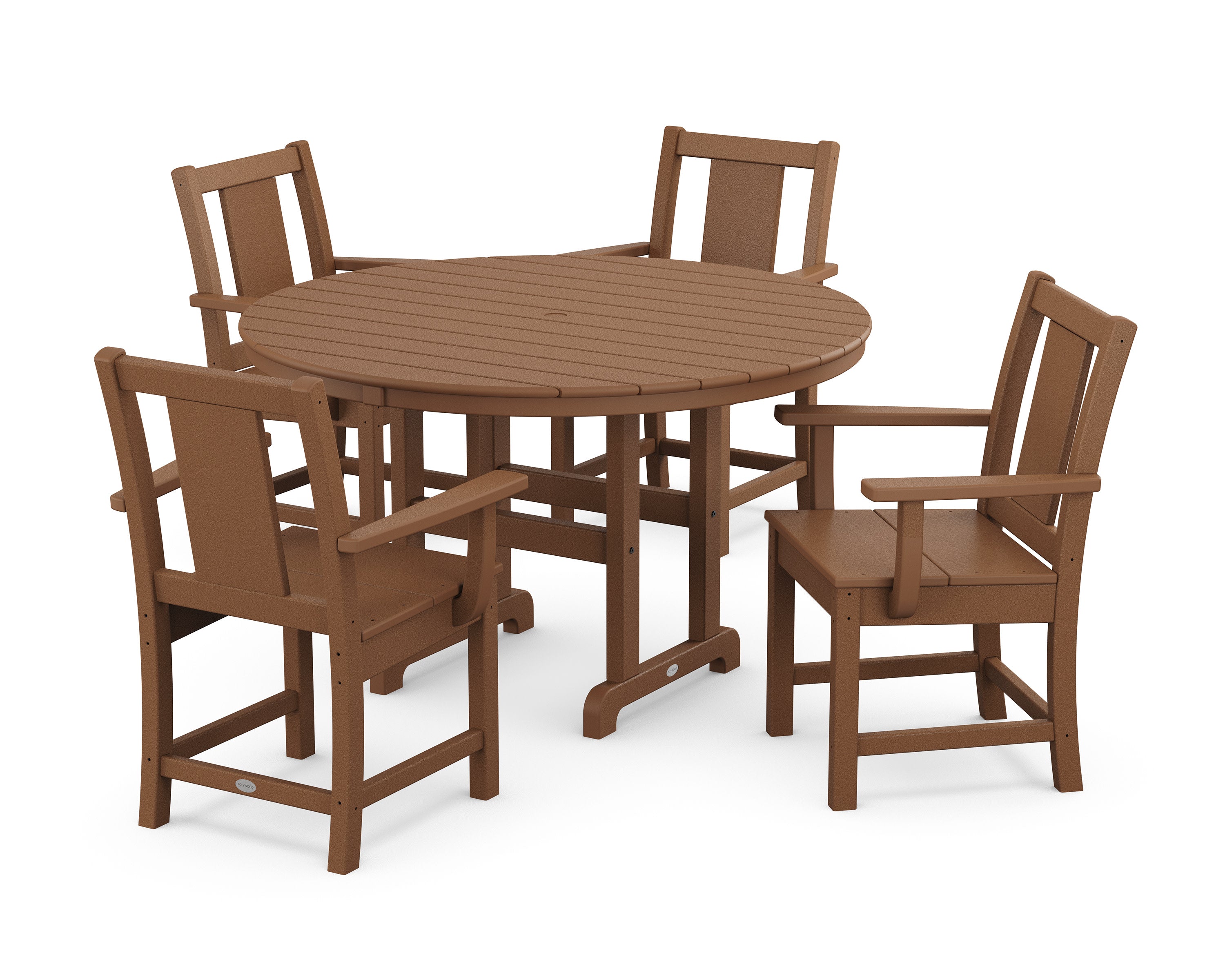 Prairie 5-Piece Round Farmhouse Dining Set in Teak