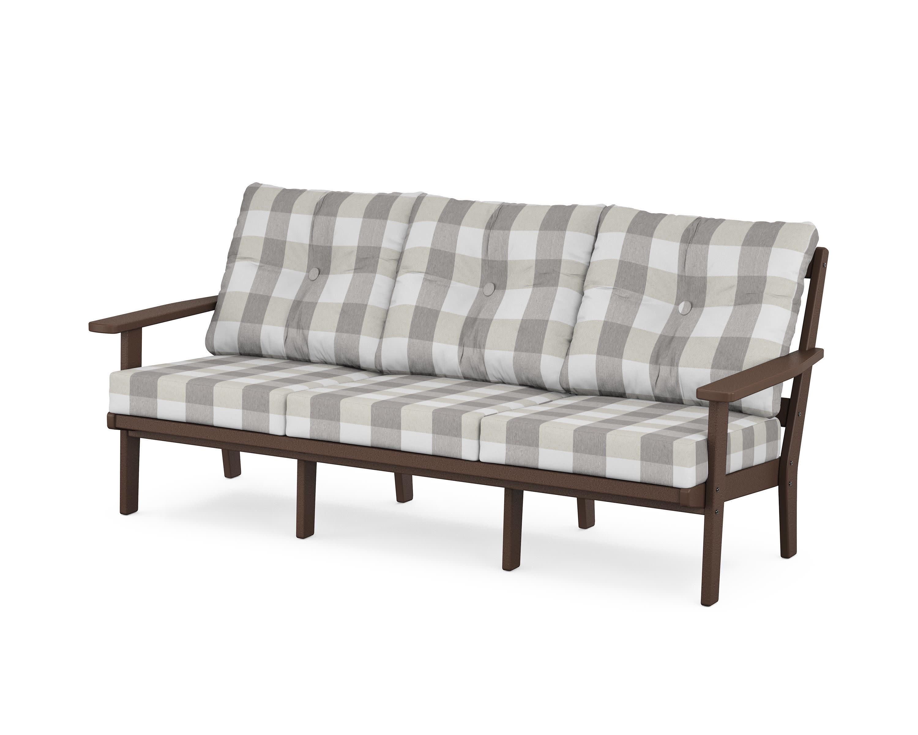 PrairieDeep Seating Sofa in Mahogany / Buffalo Plaid Grey Mist