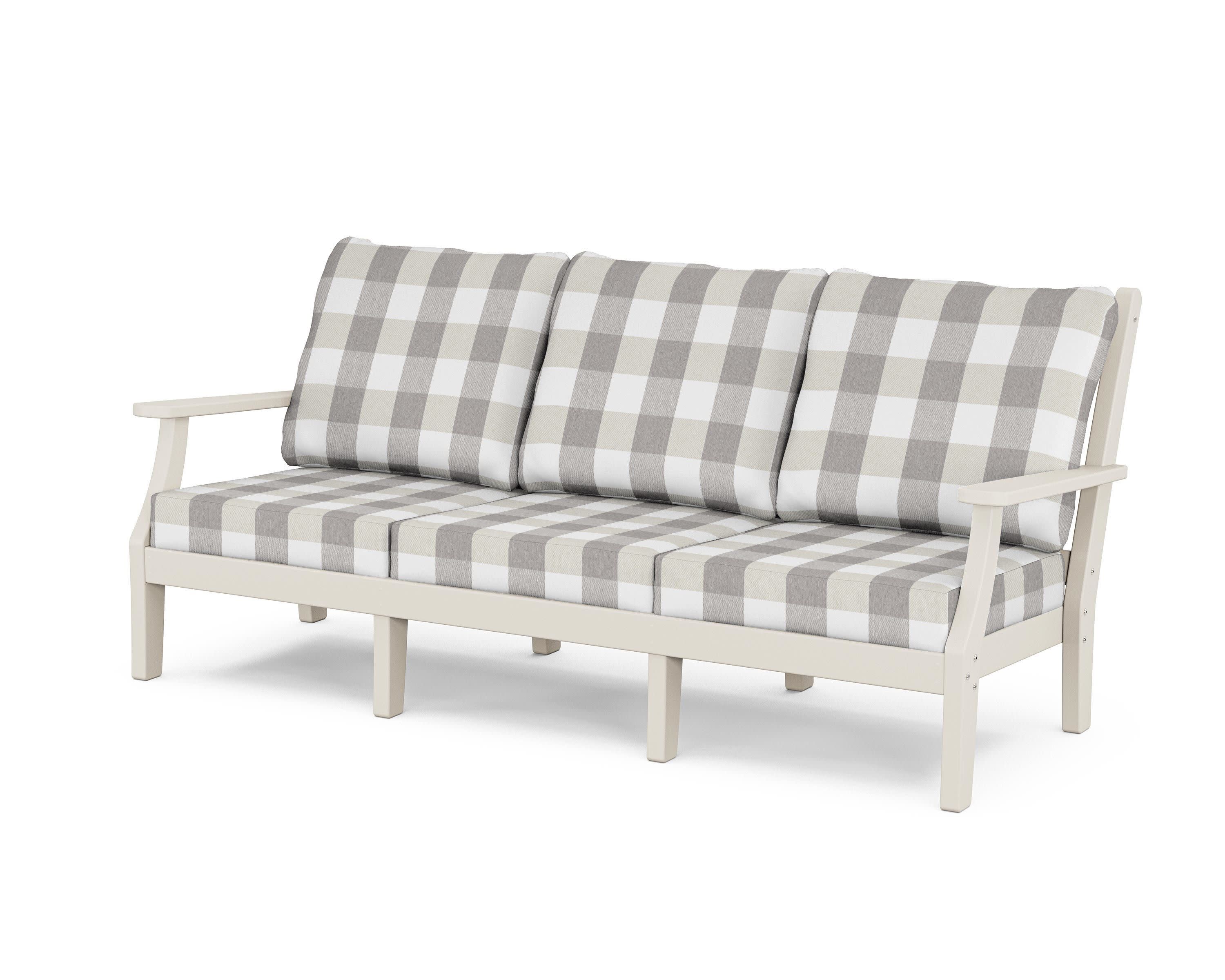 Wovendale Deep Seating Sofa in Sand / Buffalo Plaid Grey Mist