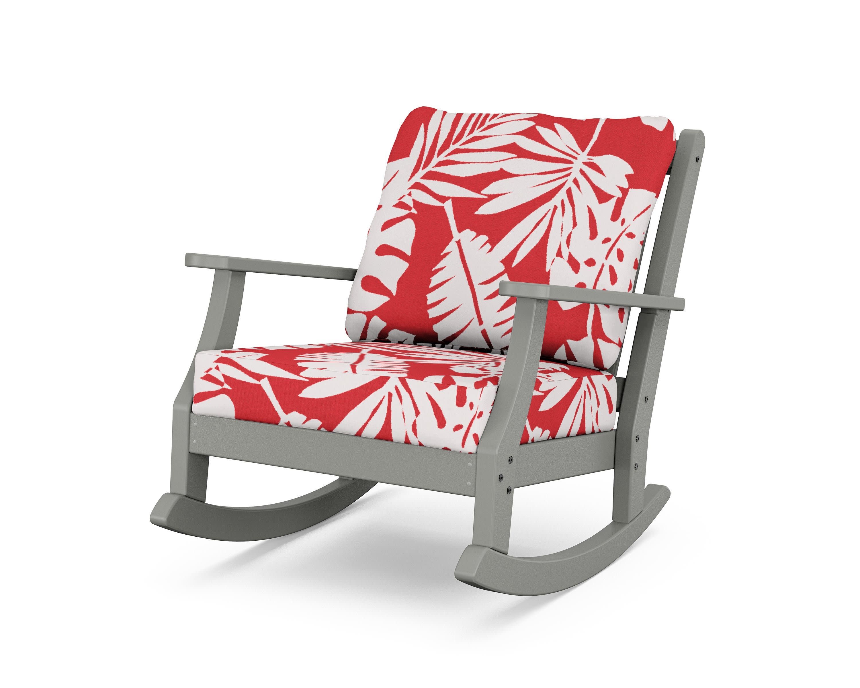 Wovendale Deep Seating Rocking Chair in Slate Grey / Leaf Crimson