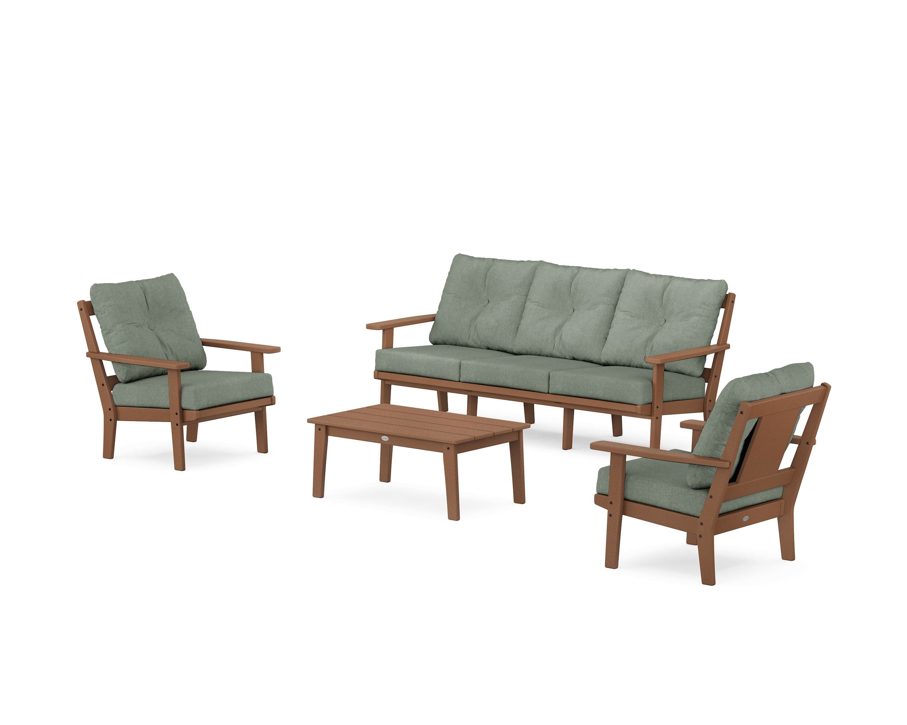 Prairie 4-Piece Deep Seating Set with Sofa in Teak / Cast Sage