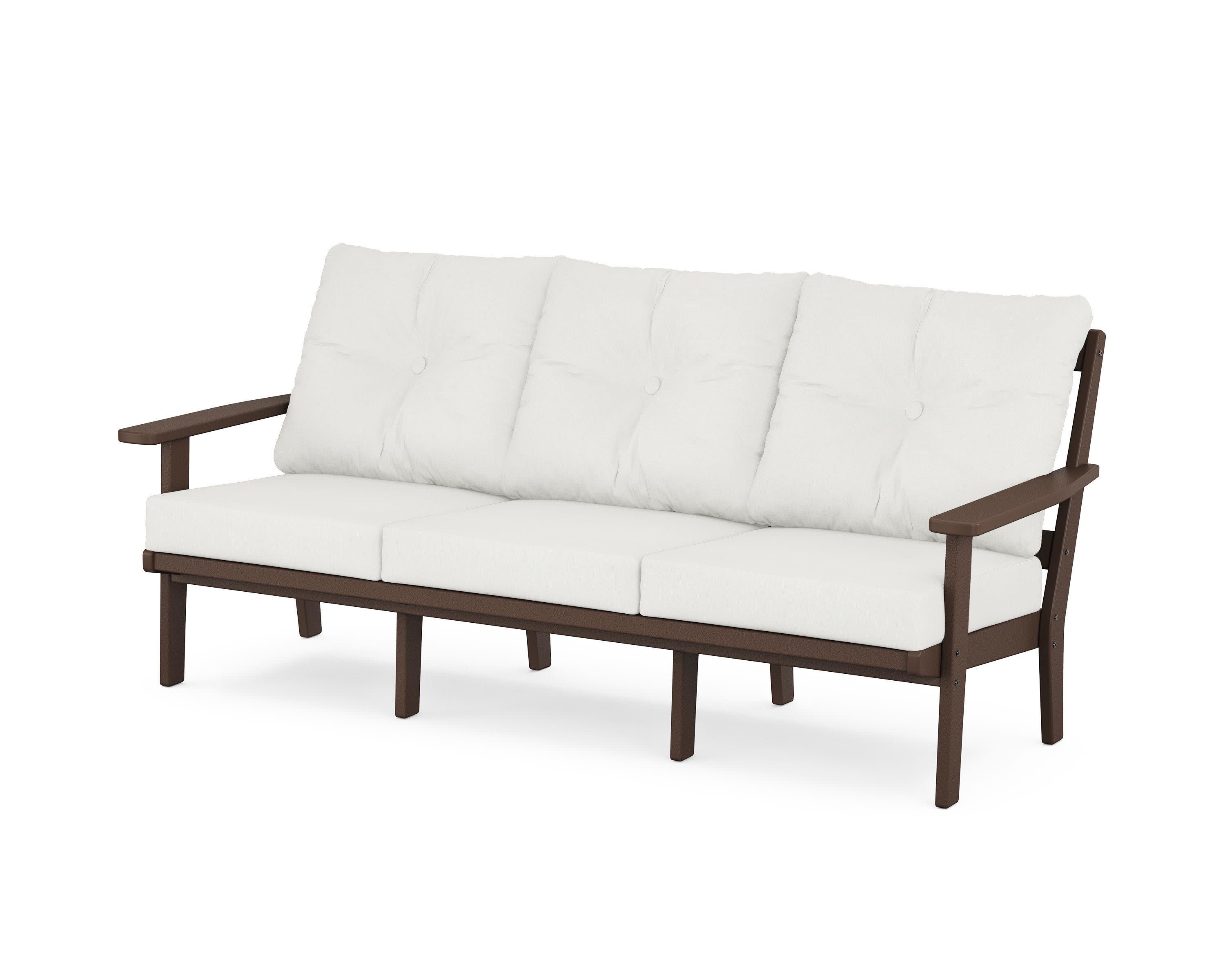 PrairieDeep Seating Sofa in Mahogany / Natural Linen