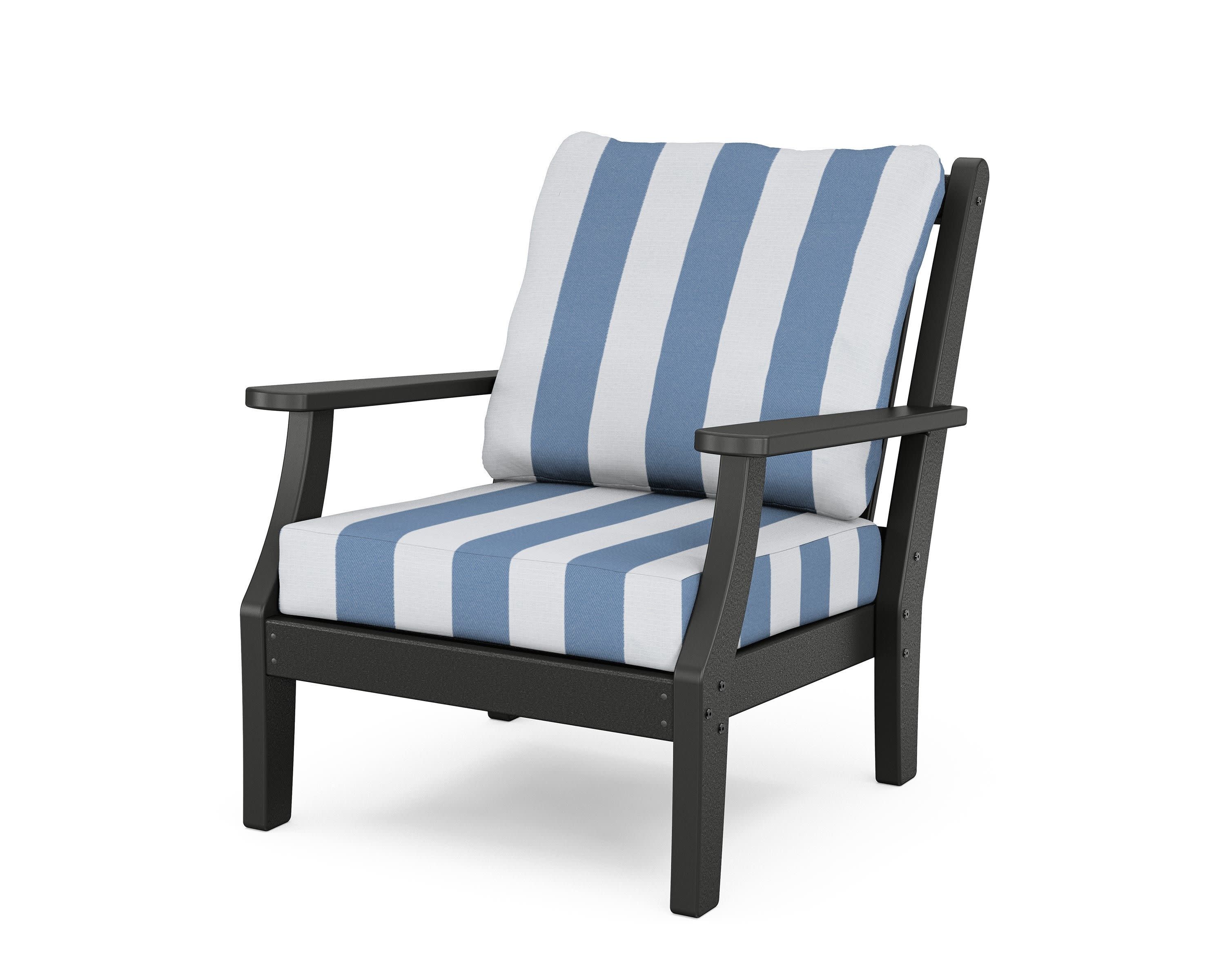 Wovendale Deep Seating Chair in Black / Cabana Stripe Sky Blue