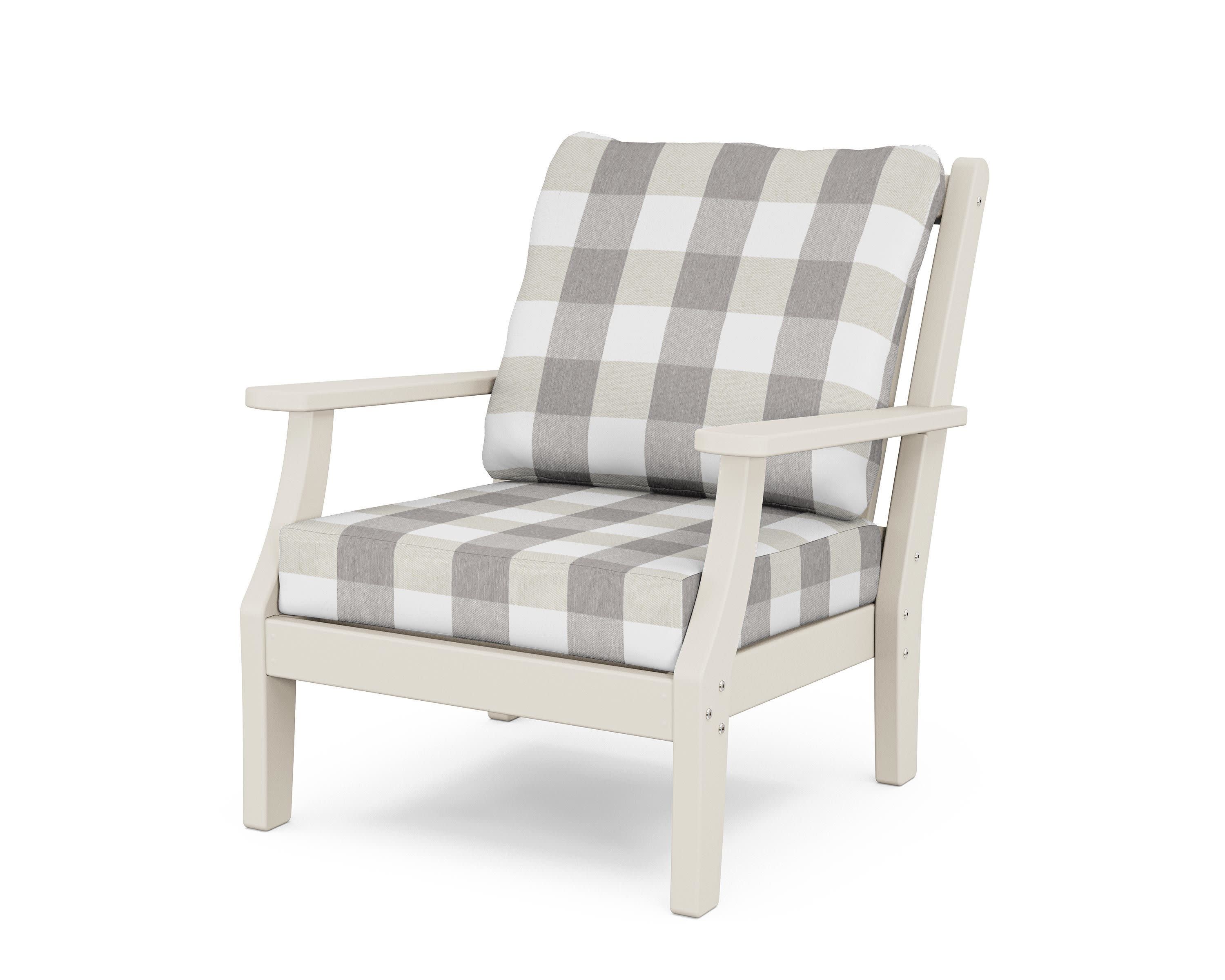Wovendale Deep Seating Chair in Sand / Buffalo Plaid Grey Mist