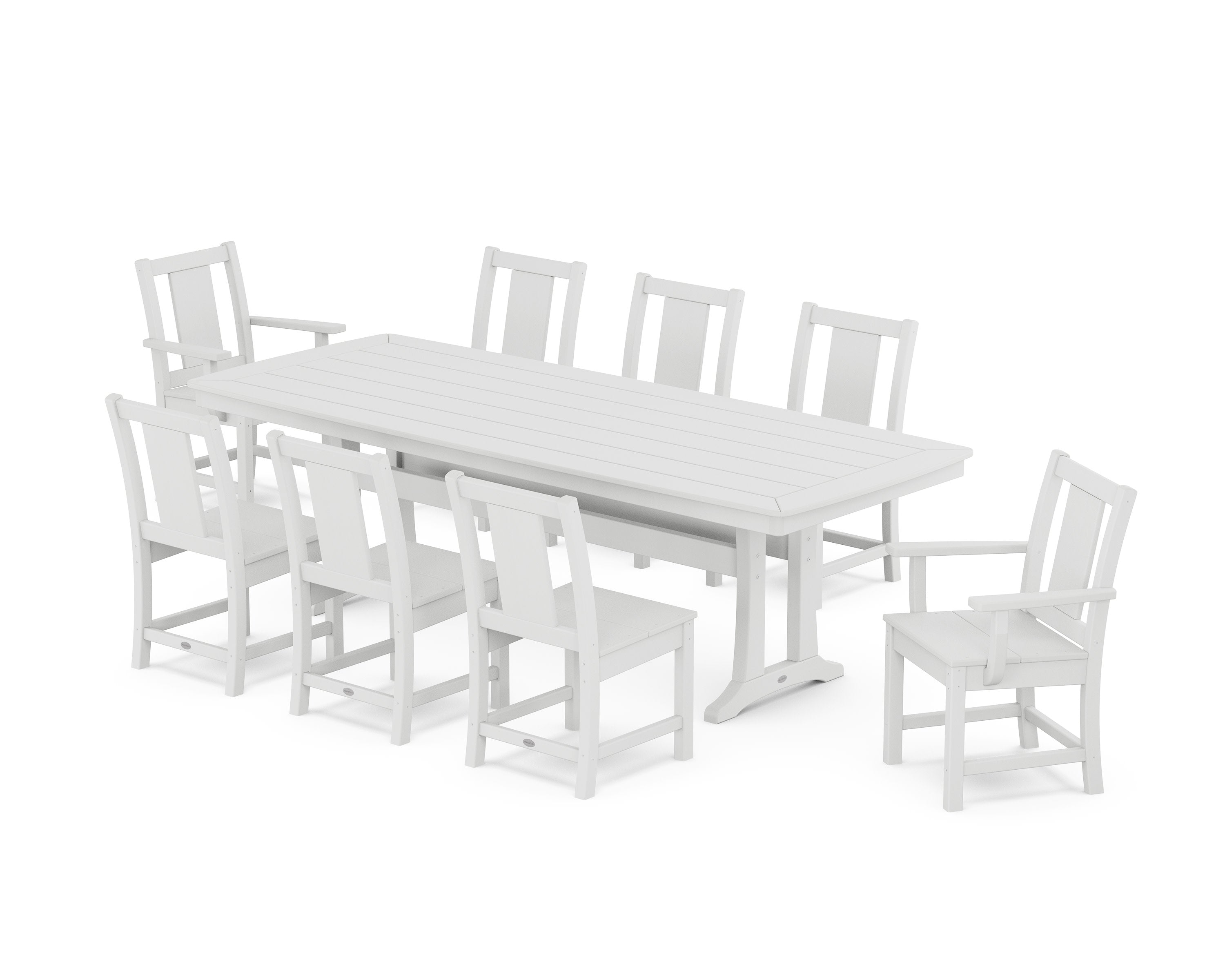 Prairie 9-Piece Dining Set with Trestle Legs in White