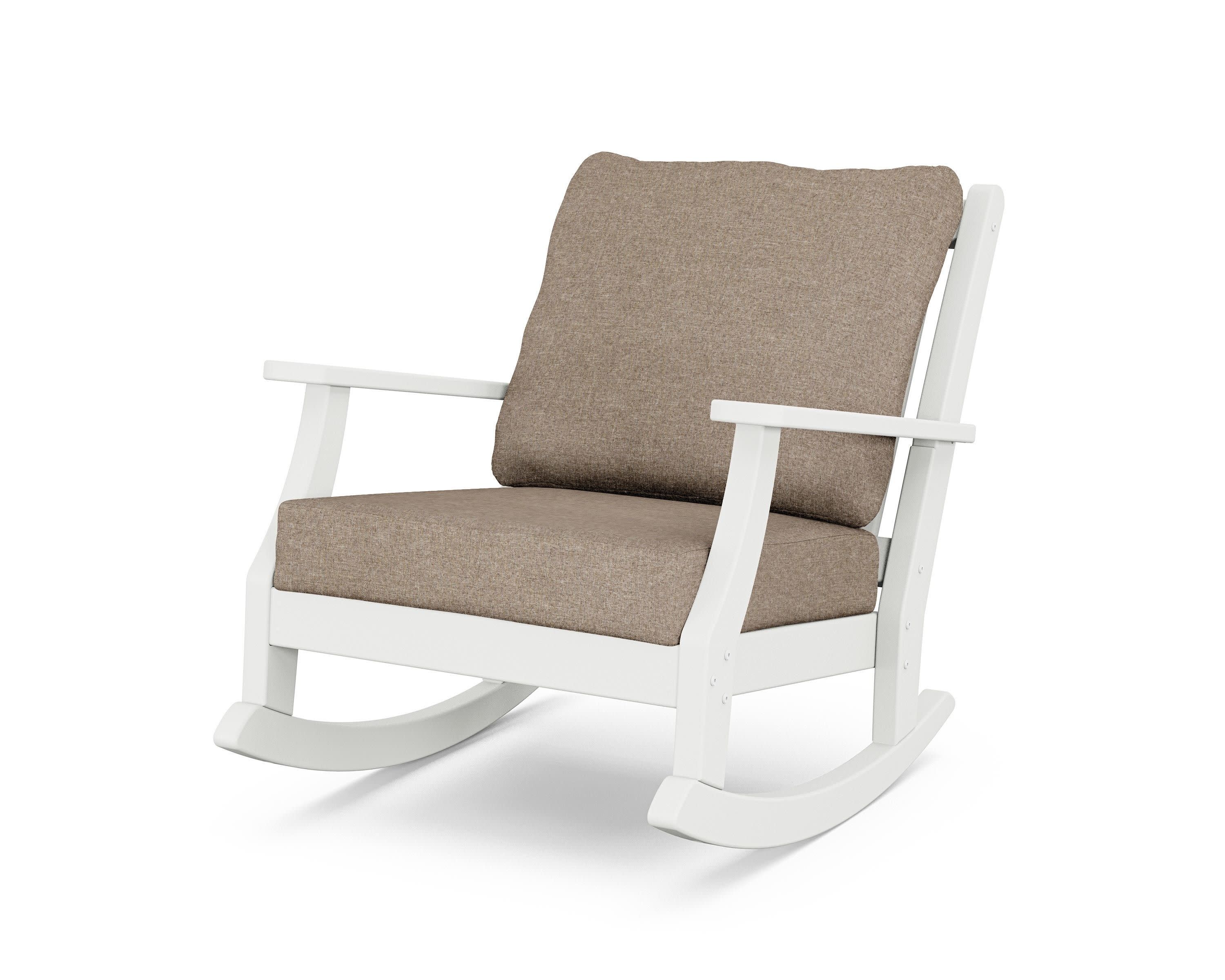 Wovendale Deep Seating Rocking Chair in White / Spiced Burlap