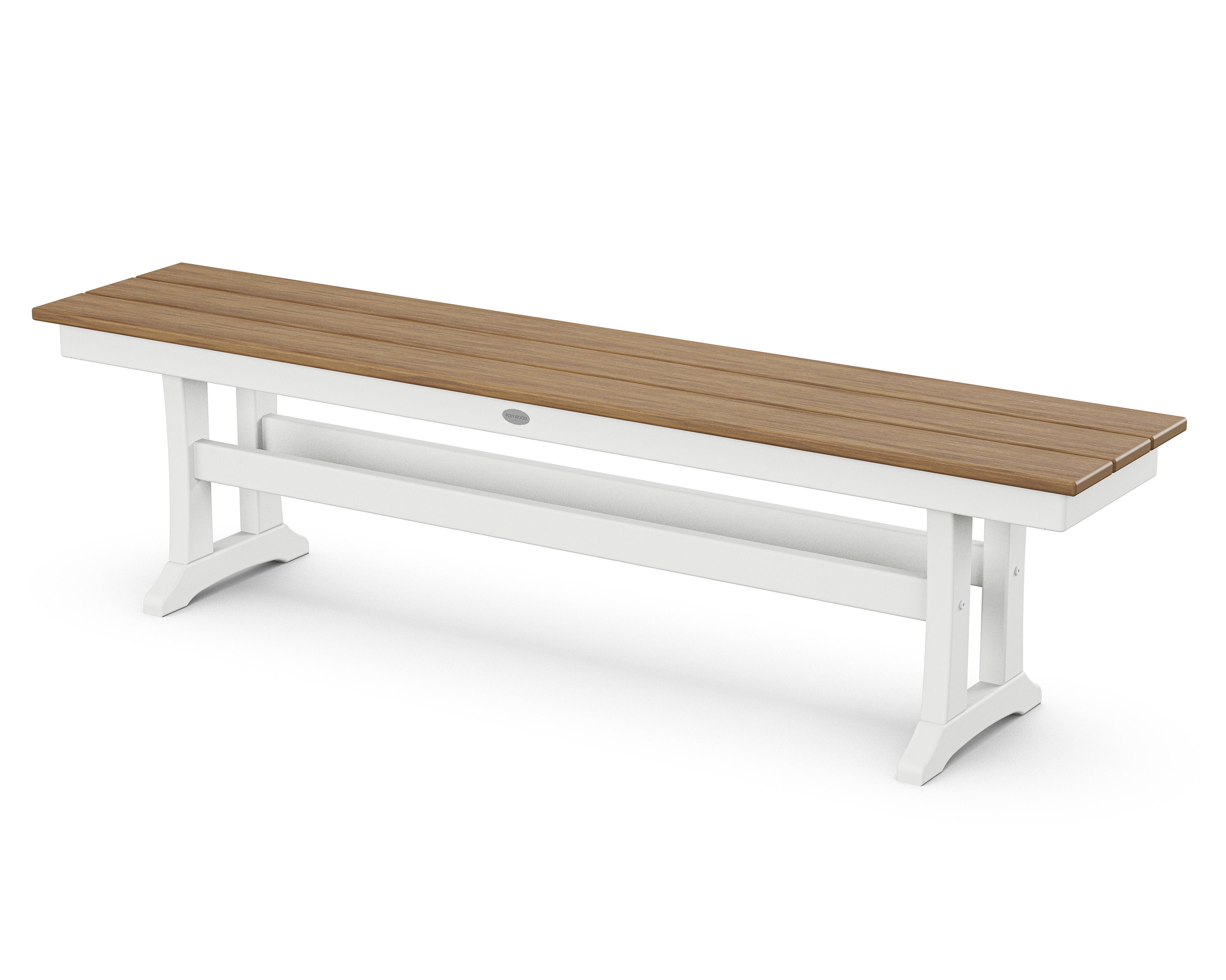Farmhouse Trestle 65" Bench in White / Natural