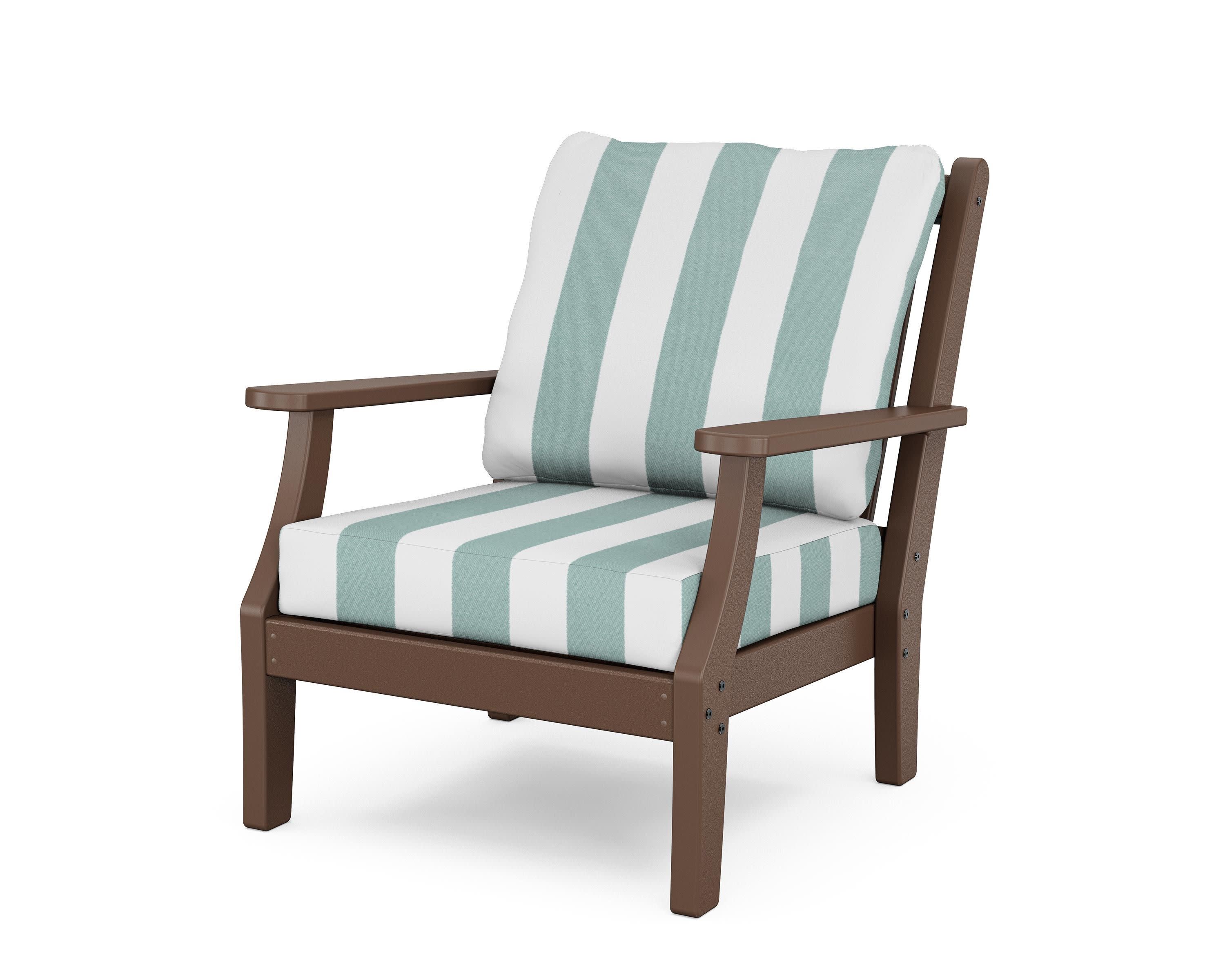 Wovendale Deep Seating Chair in Mahogany / Cabana Stripe Glacier Spa