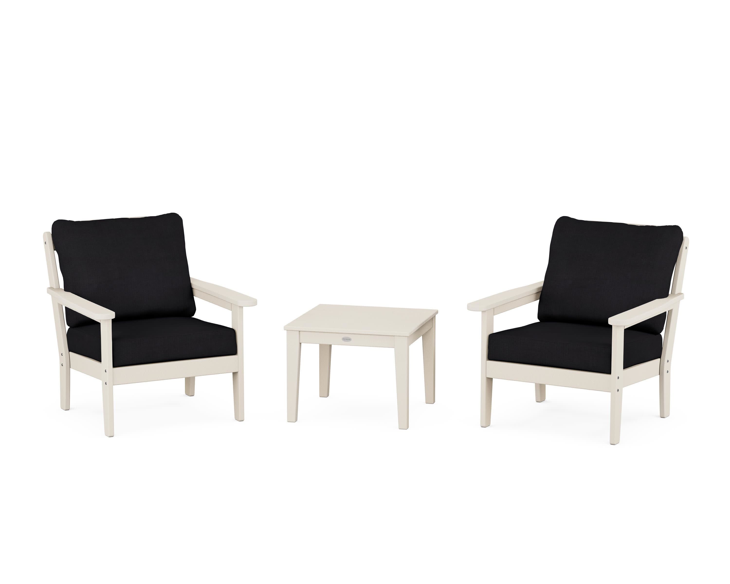 Cottage 3-Piece Deep Seating Set in Sand / Midnight Linen