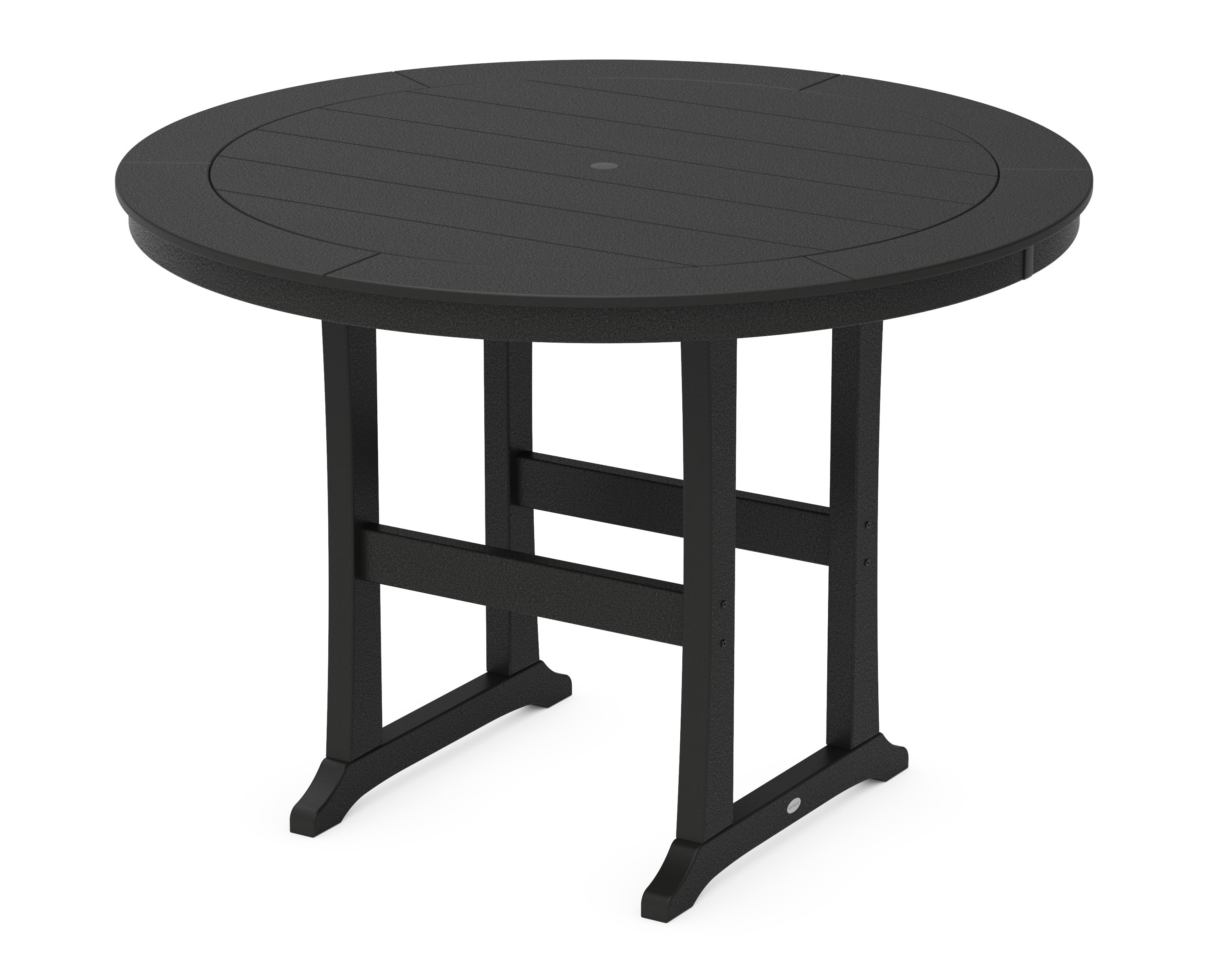 Nautical Trestle 60" Round Bar Table in Black
