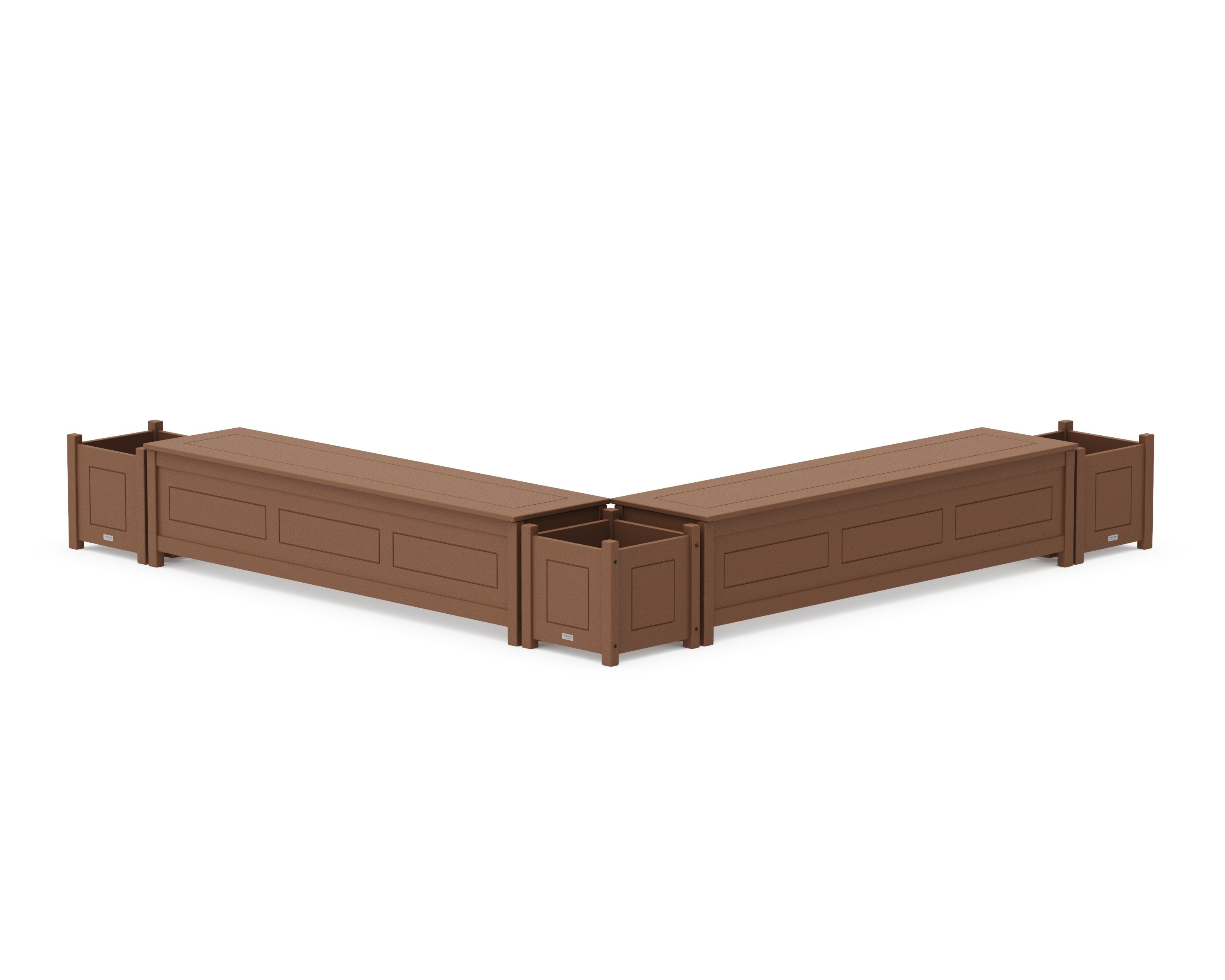 72" Country Living L- Shaped Planter Storage Bench Corner Set in Teak