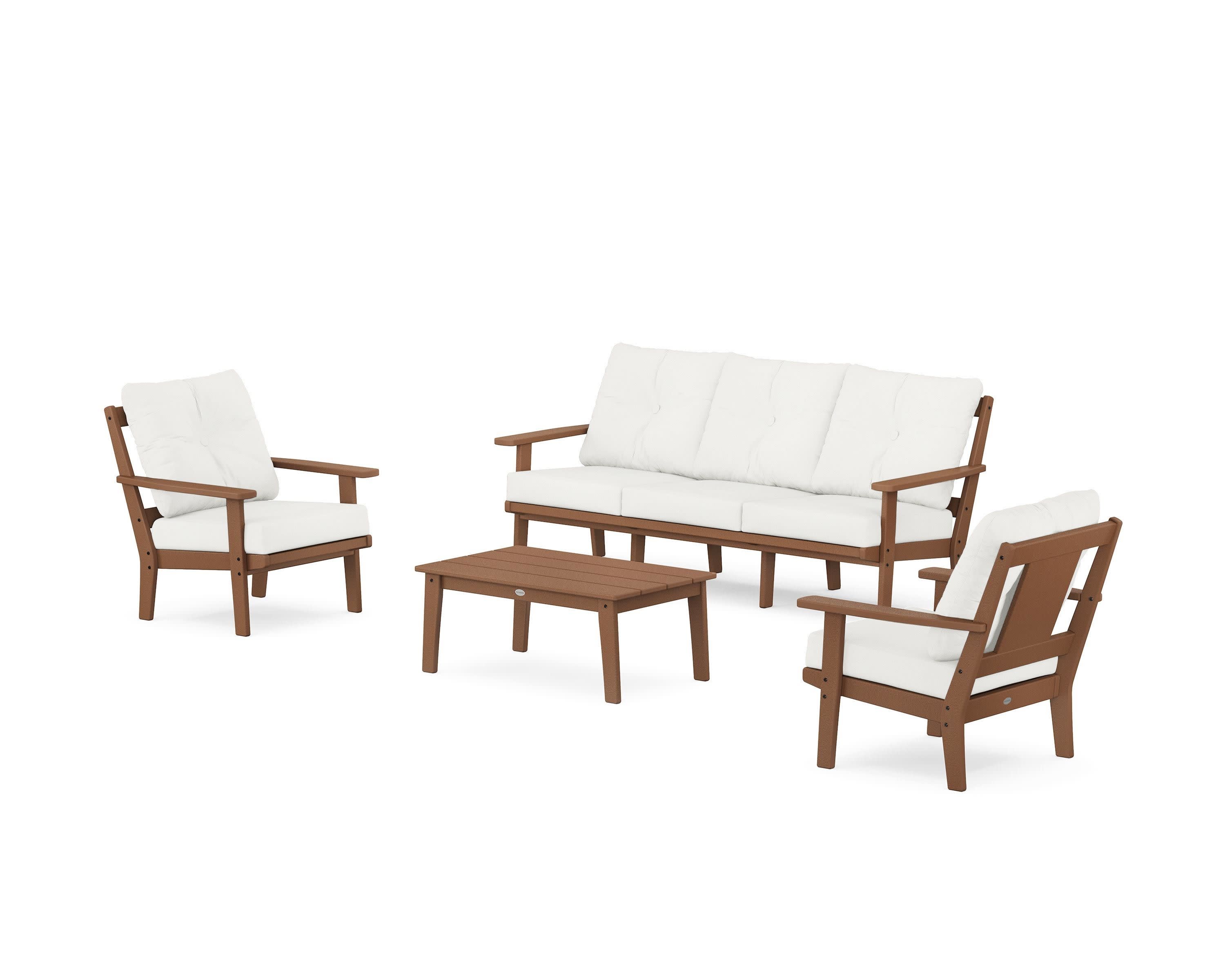 Prairie 4-Piece Deep Seating Set with Sofa in Teak / Natural Linen