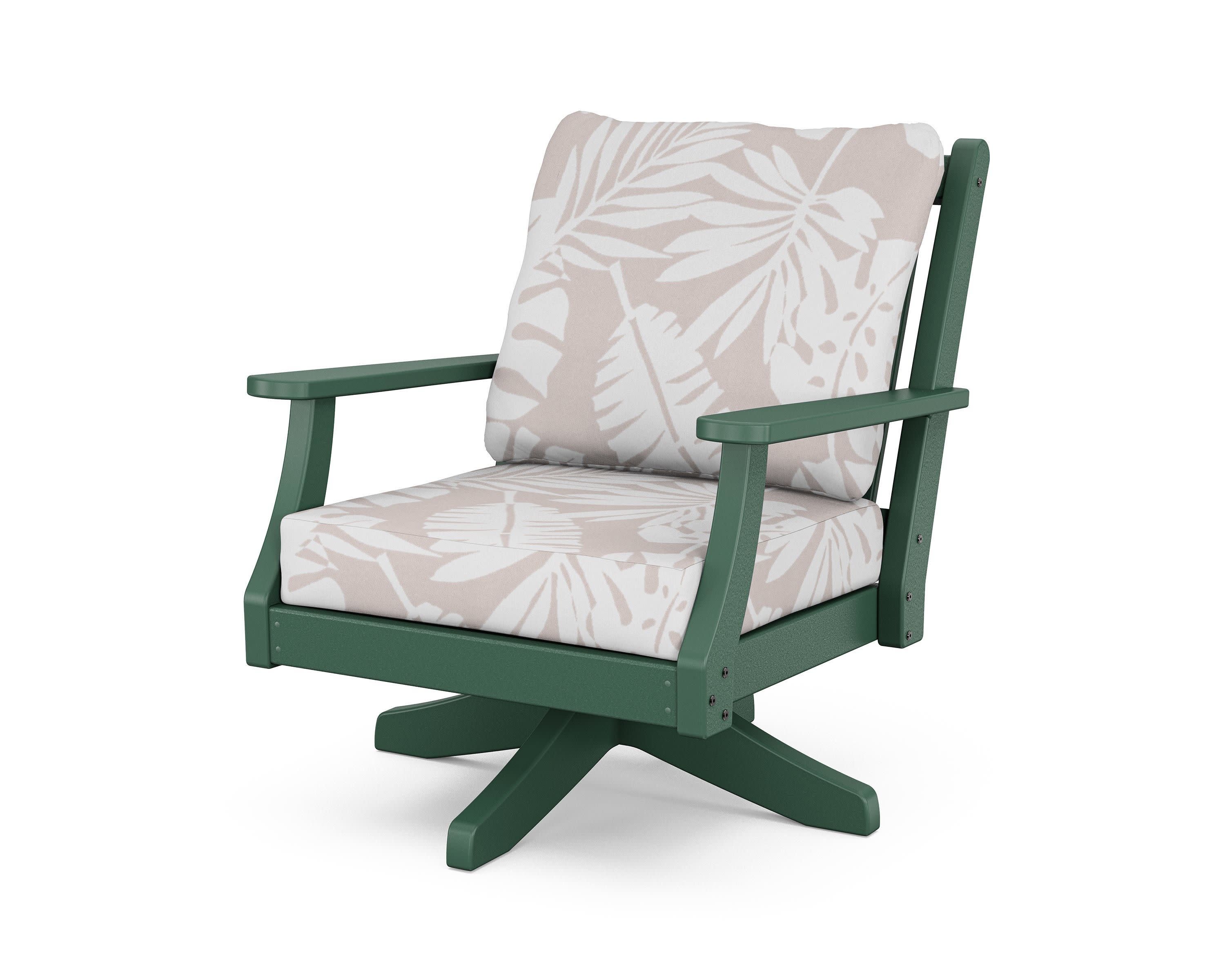 Wovendale Deep Seating Swivel Chair in Green / Leaf Dune Burlap