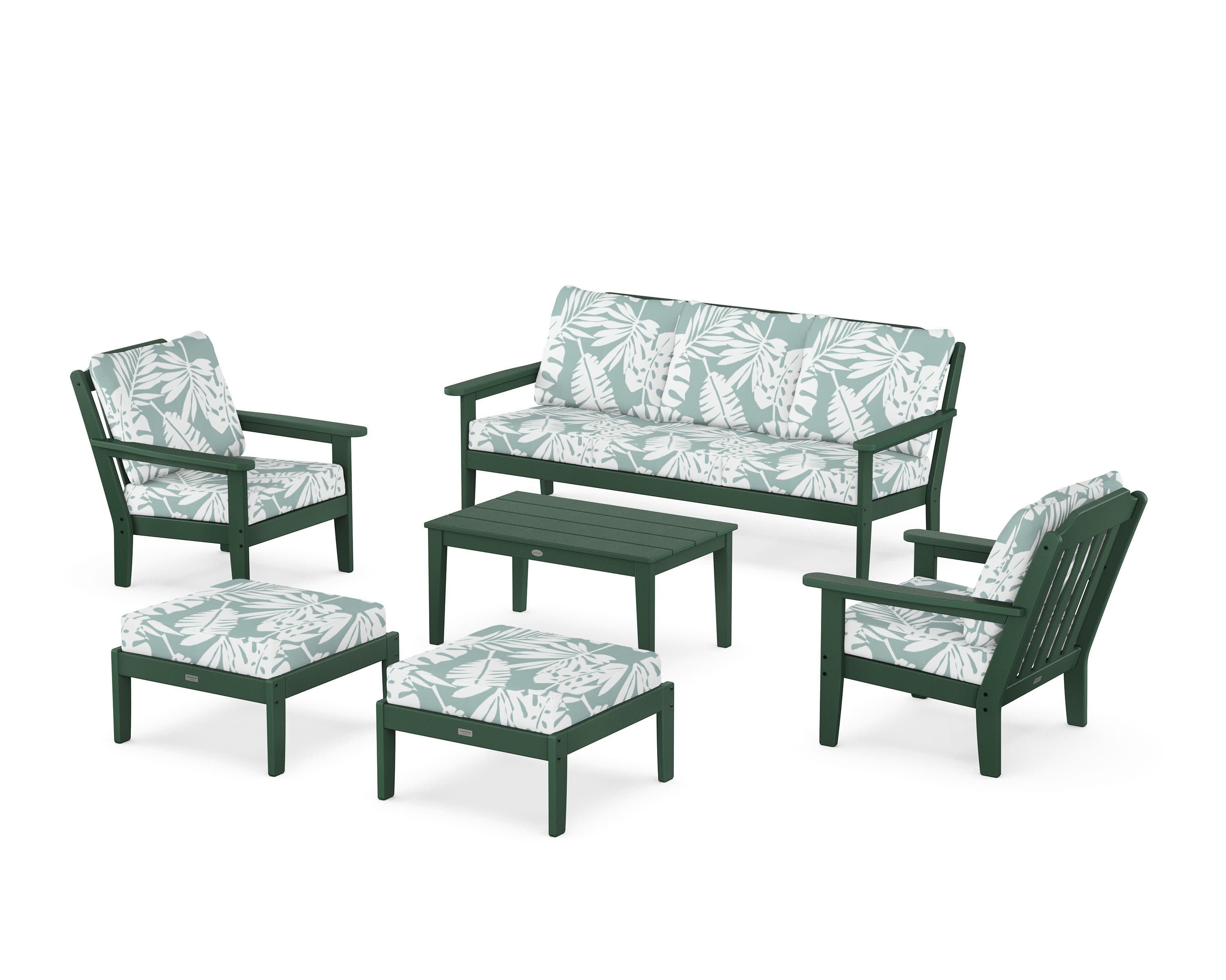 Cottage 6-Piece Lounge Sofa Set in Green / Leaf Glacier Spa