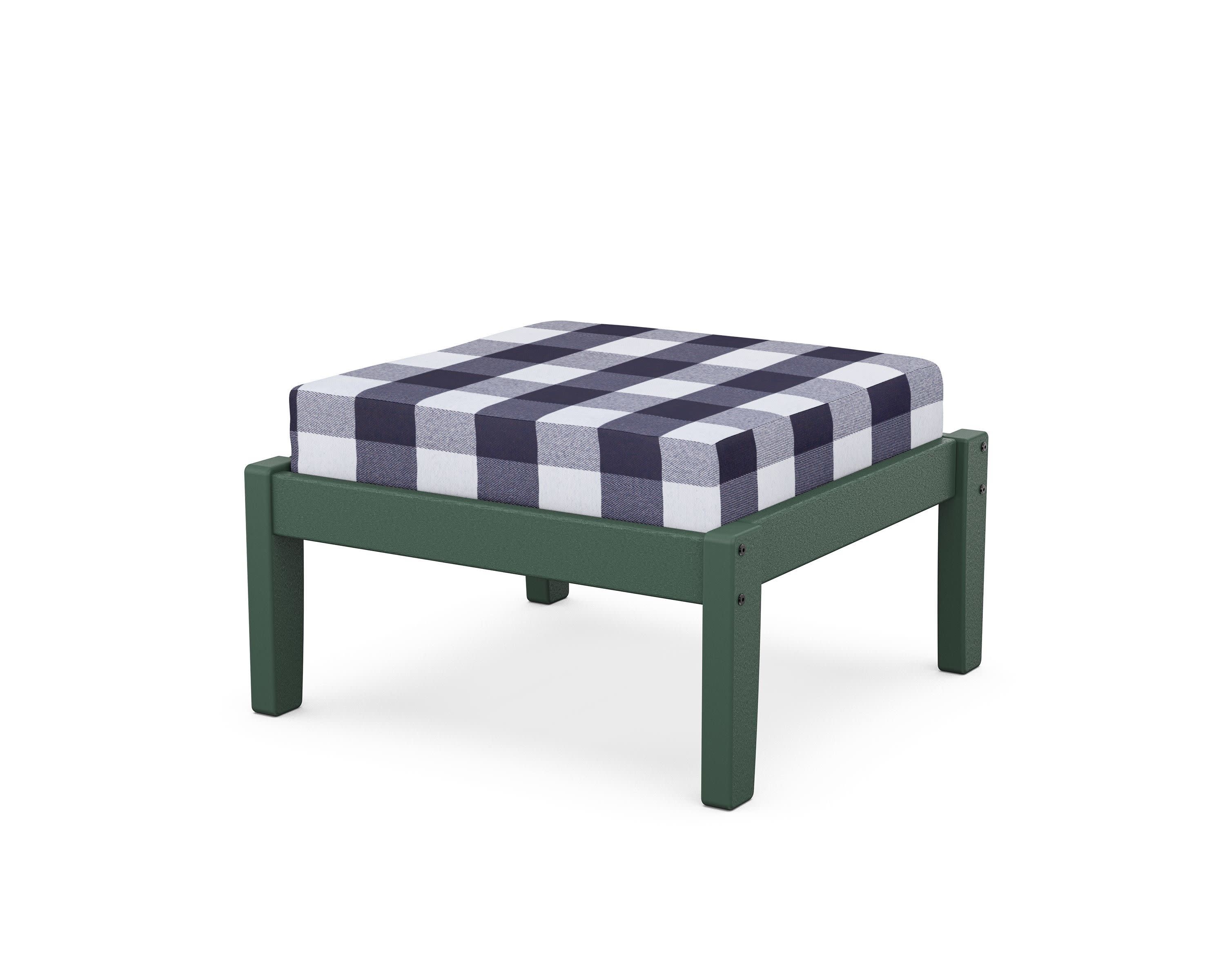 Deep Seating Ottoman in Green / Buffalo Plaid Navy