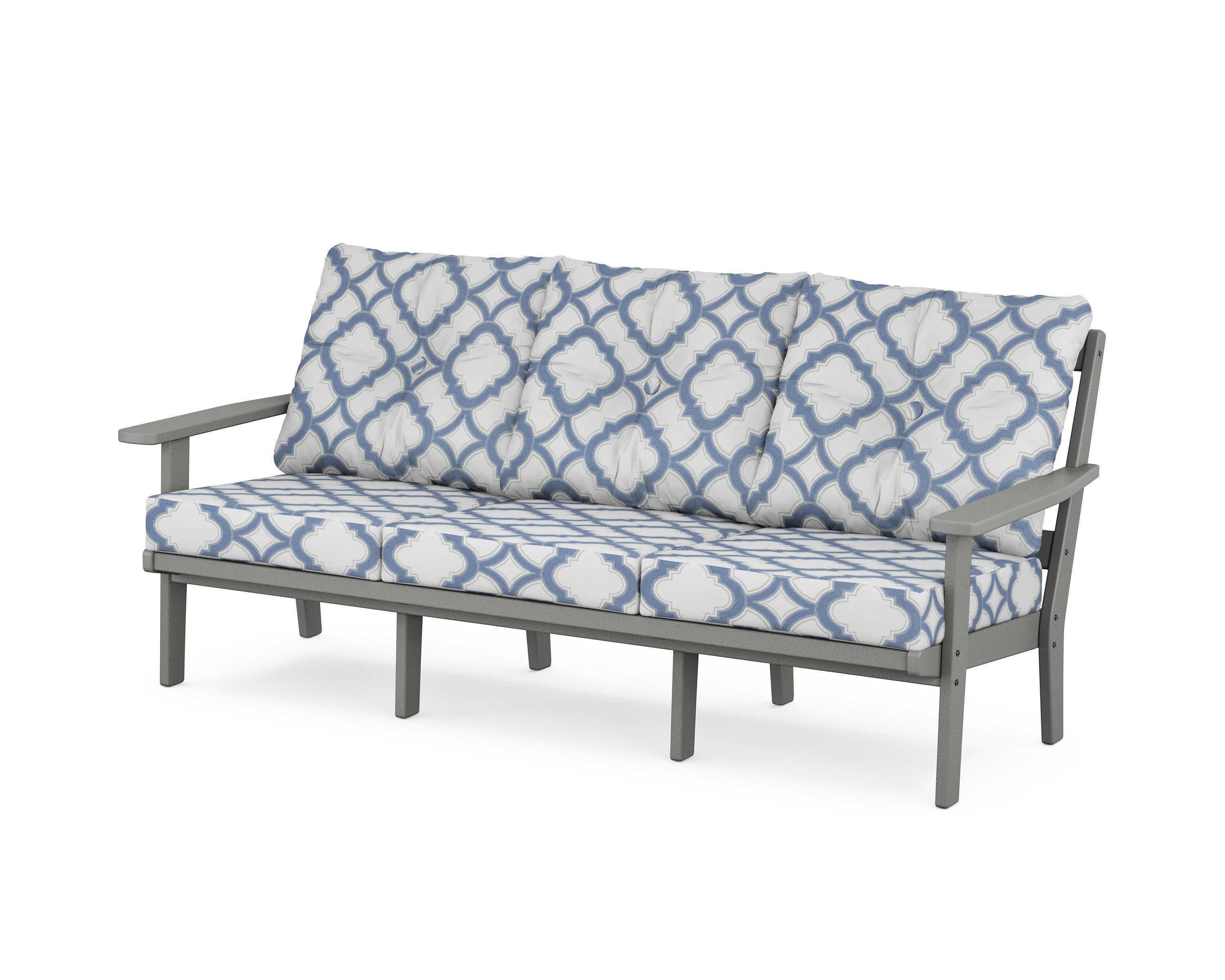 PrairieDeep Seating Sofa in Slate Grey / Trellis Sky Blue