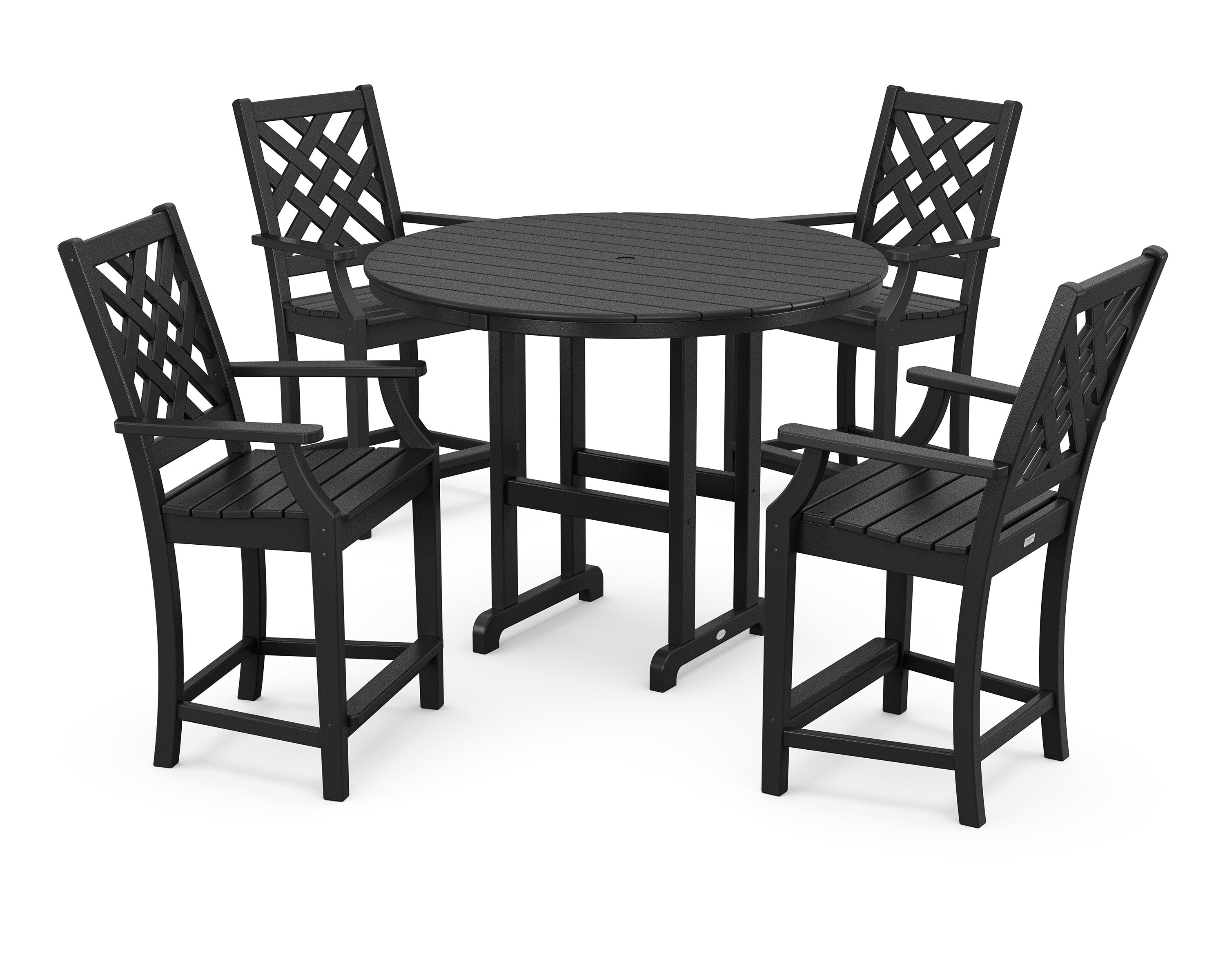 Wovendale 5-Piece Round Farmhouse Counter Set in Black