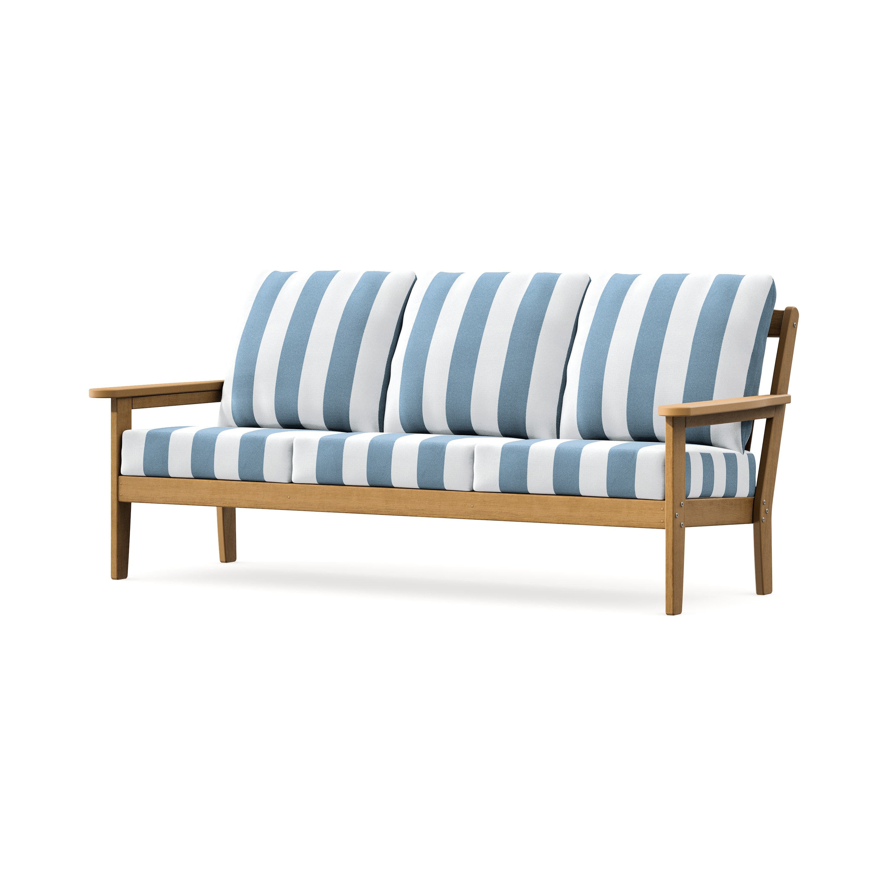 Cottage Deep Seating Sofa in Natural / Cabana Stripe Sky Blue