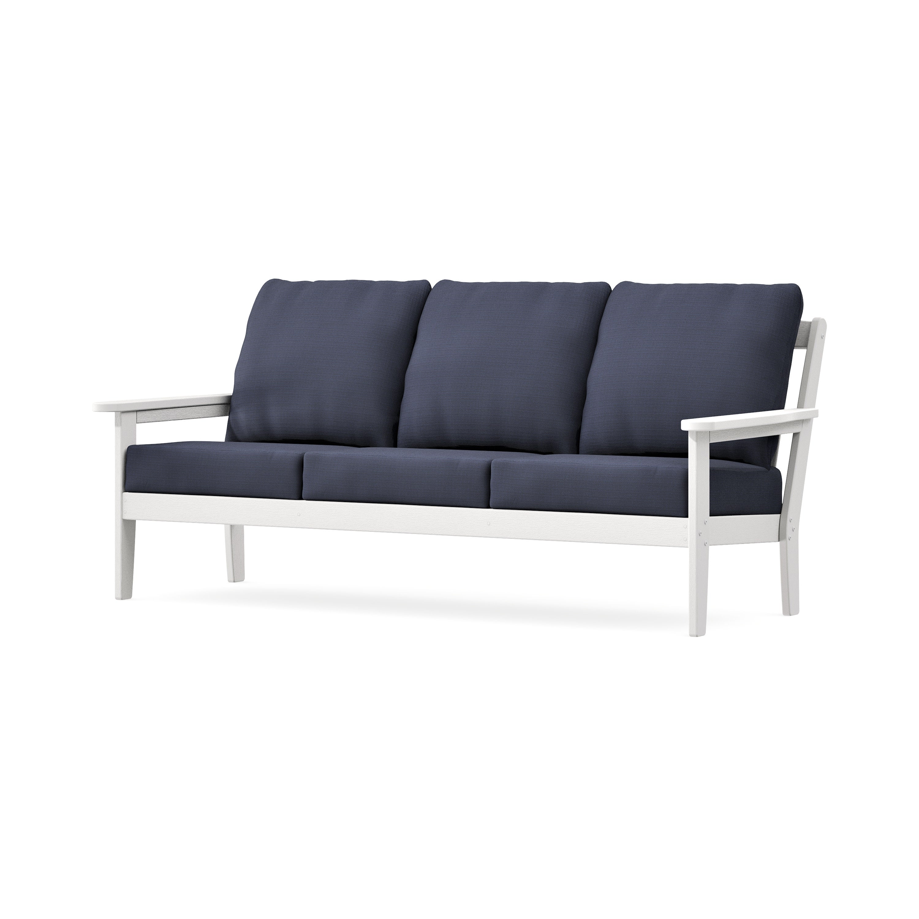 Cottage Deep Seating Sofa in Vintage White / Navy Linen