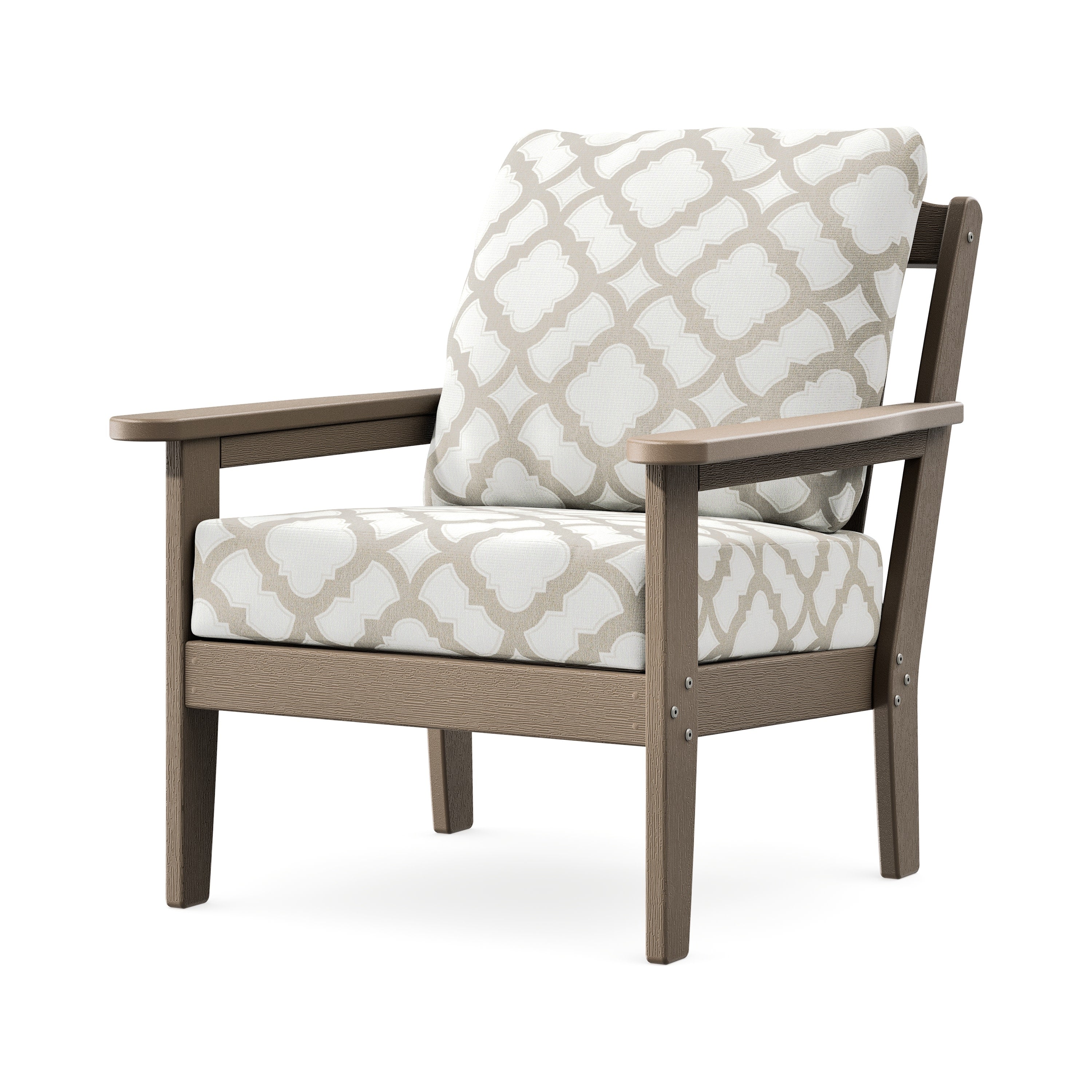 Cottage Deep Seating Chair in Vintage Sahara / Trellis Dune Burlap
