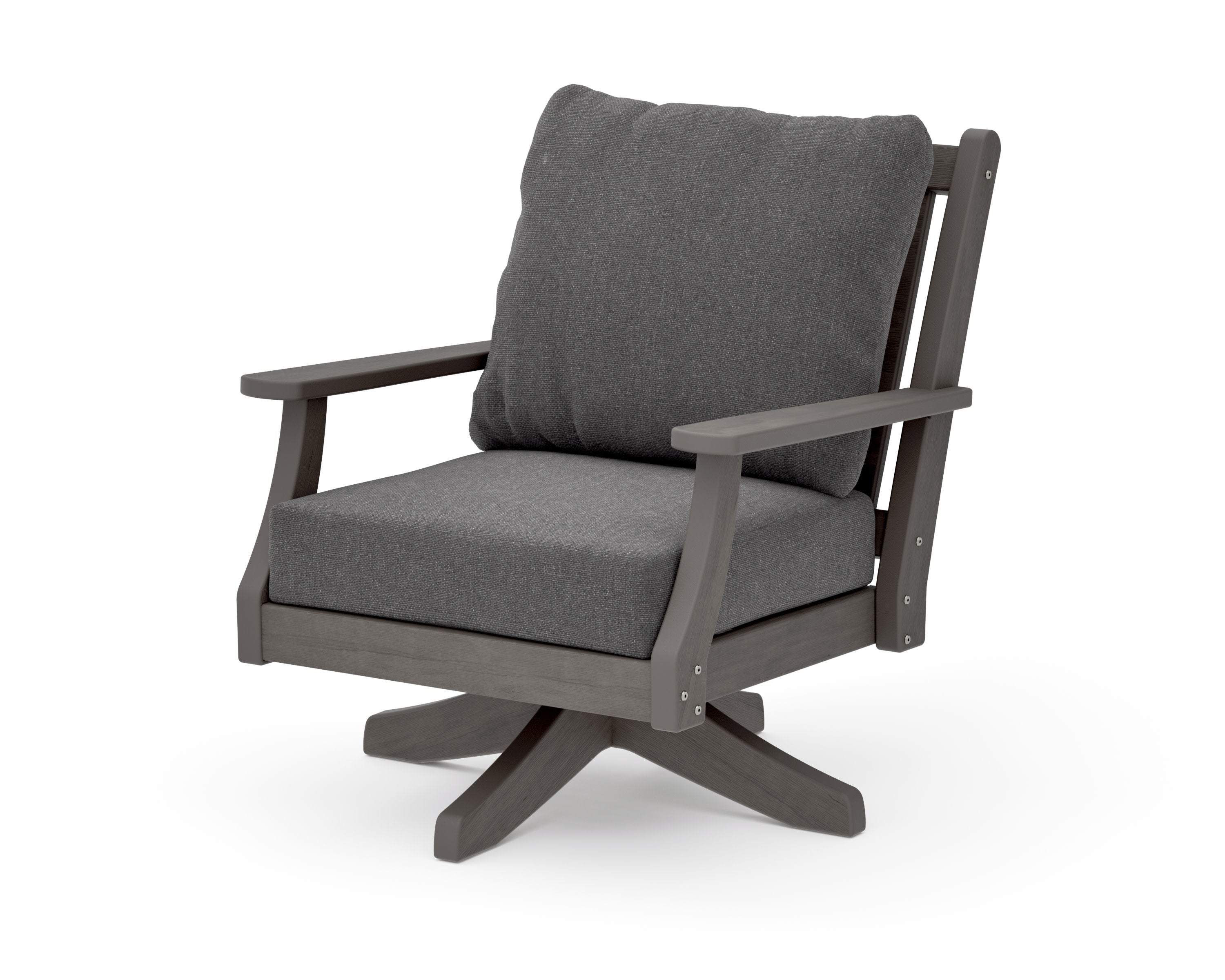 Wovendale Deep Seating Swivel Chair in Driftwood / Ash Charcoal
