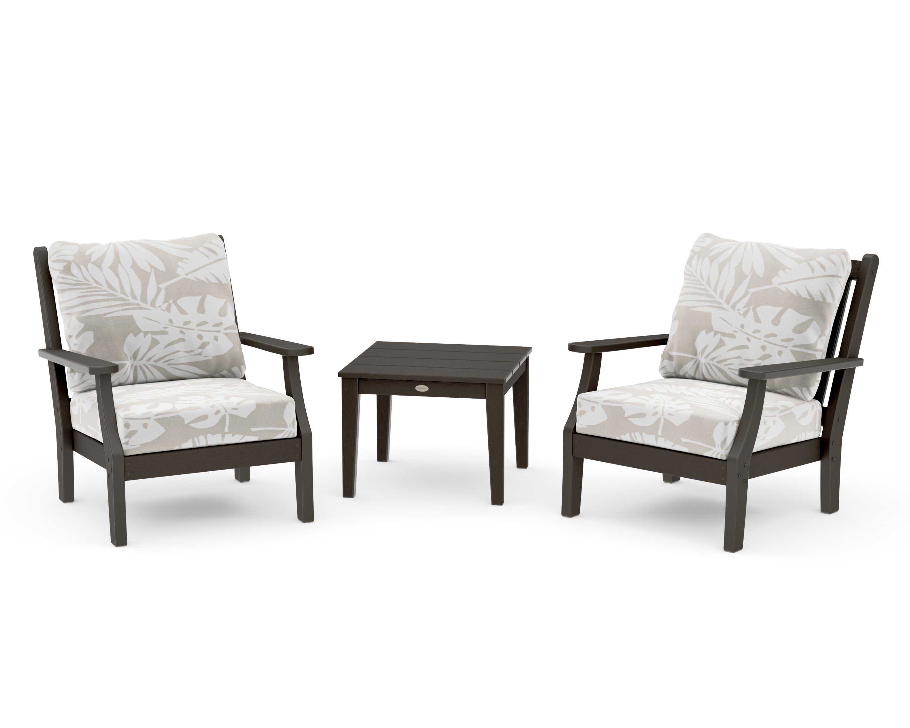Wovendale 3-Piece Deep Seating Set in Vintage Coffee / Leaf Dune Burlap