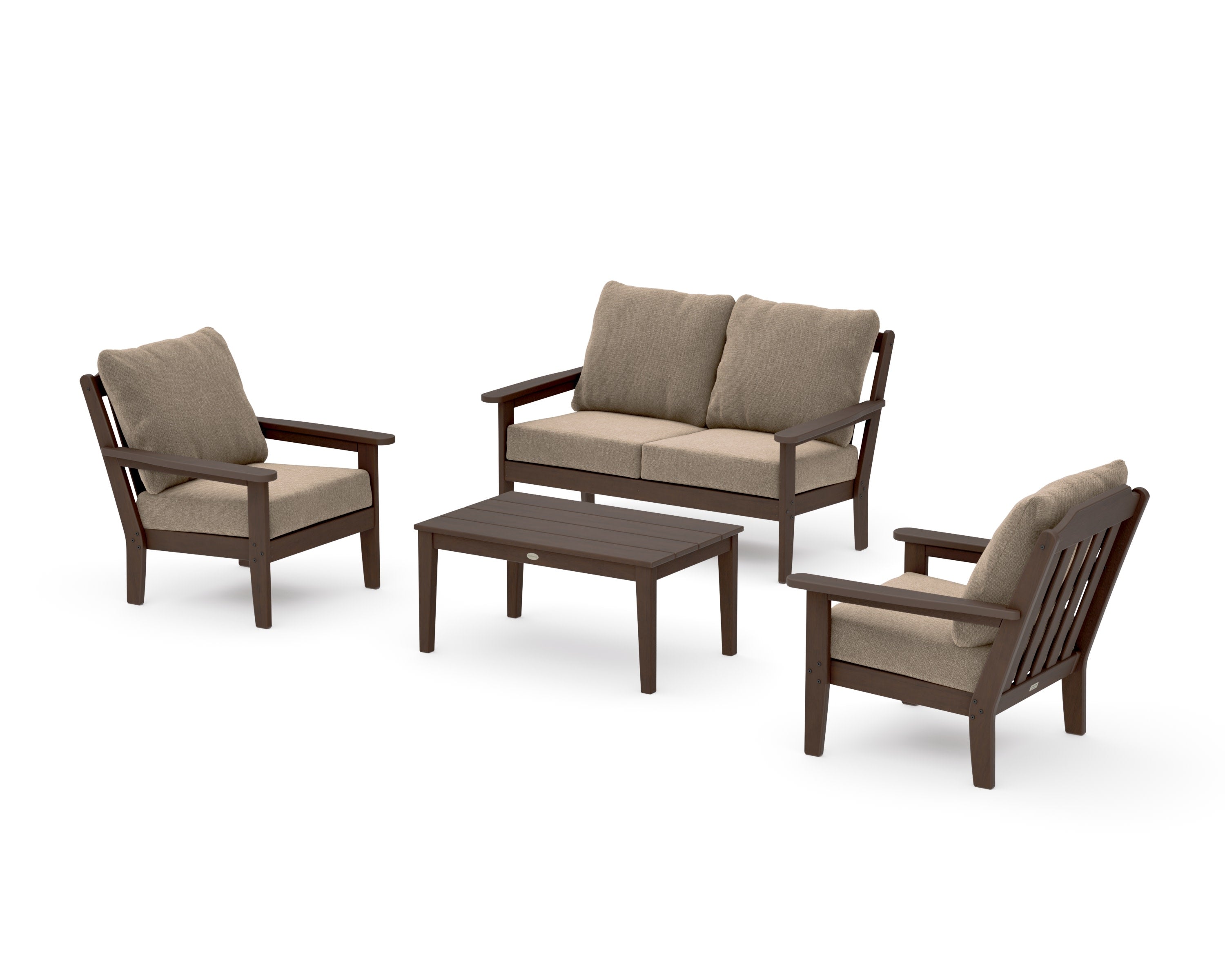 Cottage 4-Piece Deep Seating Set with Loveseat in Kona / Spiced Burlap