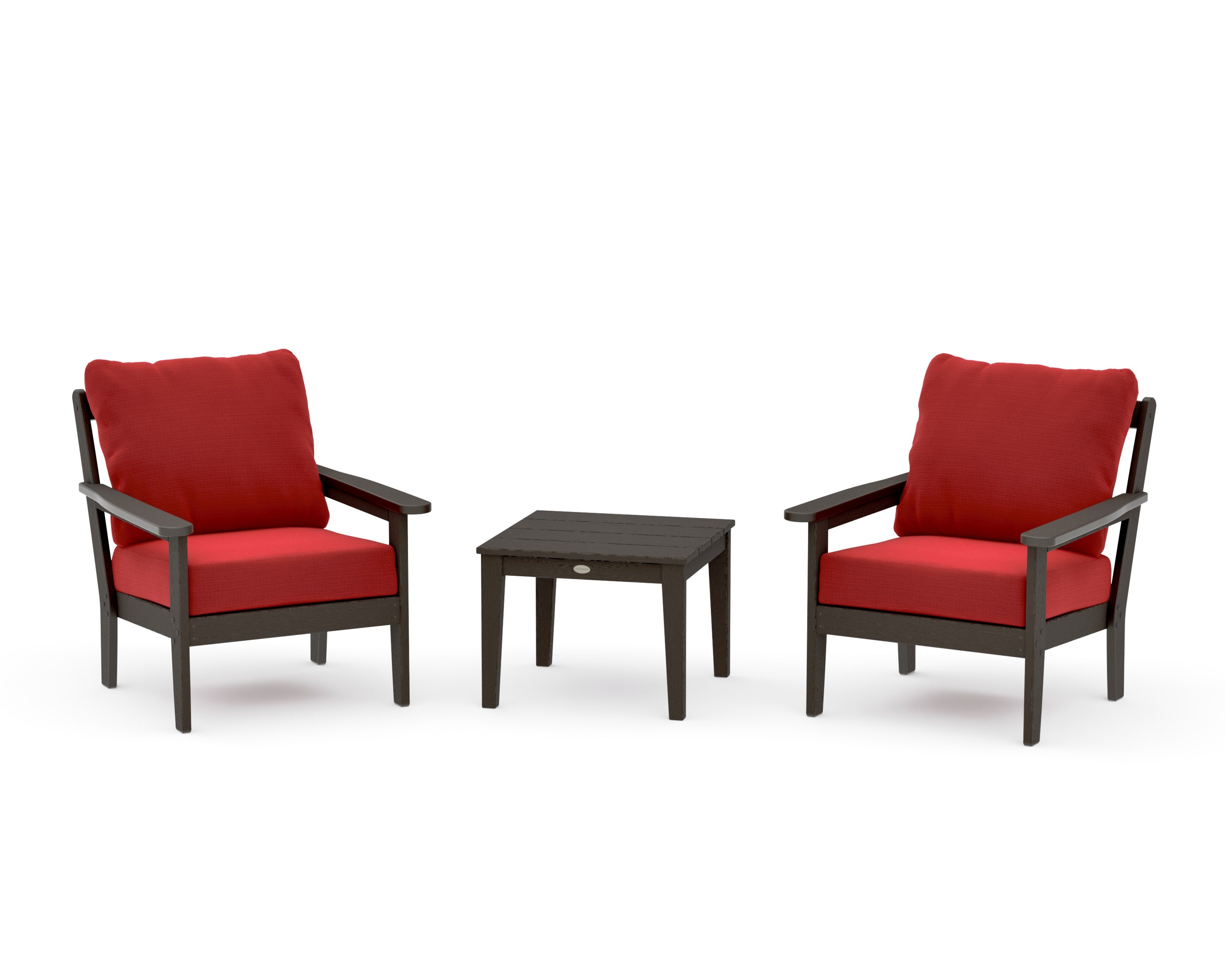 Cottage 3-Piece Deep Seating Set in Vintage Coffee / Crimson Linen