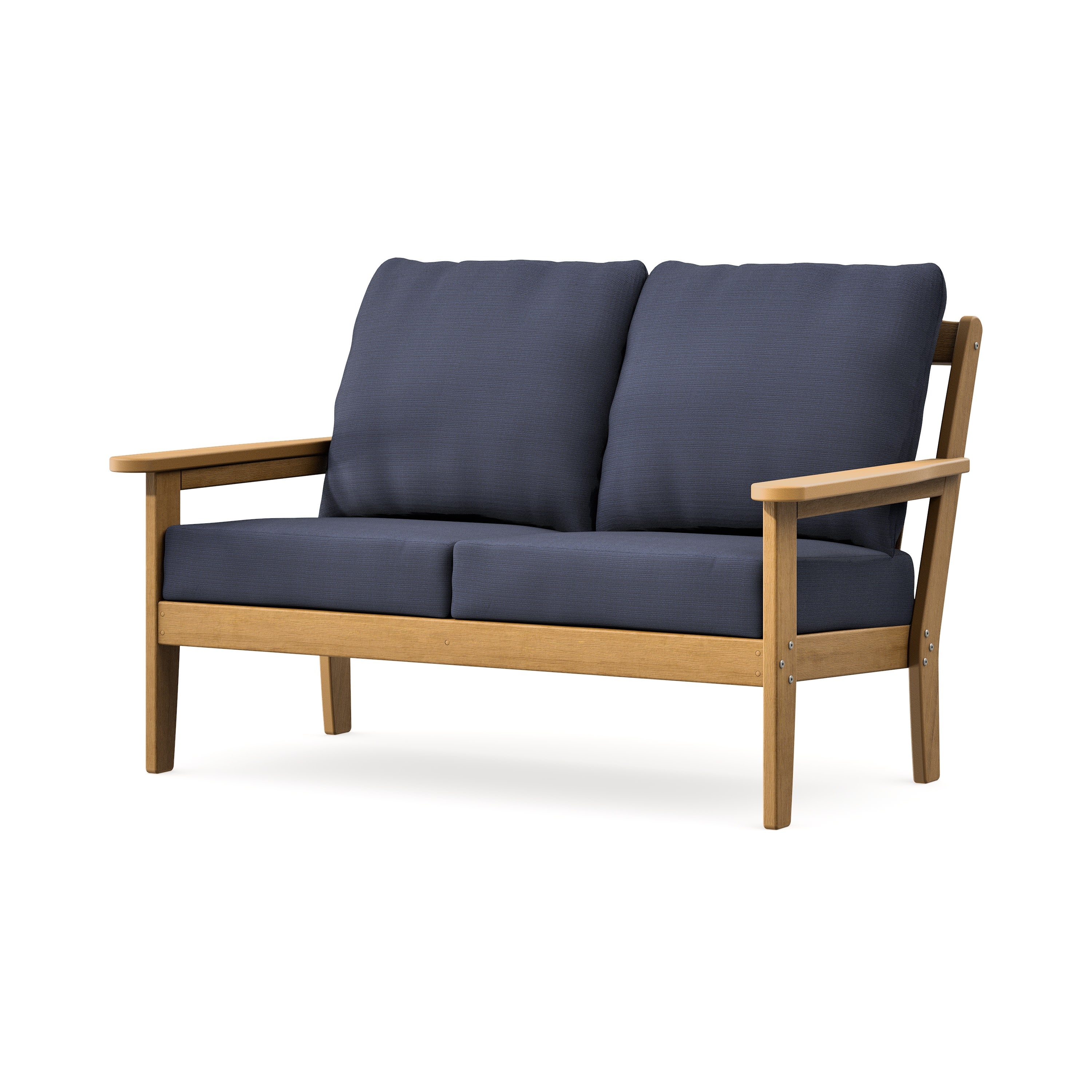 Cottage Deep Seating Loveseat in Natural / Navy Linen