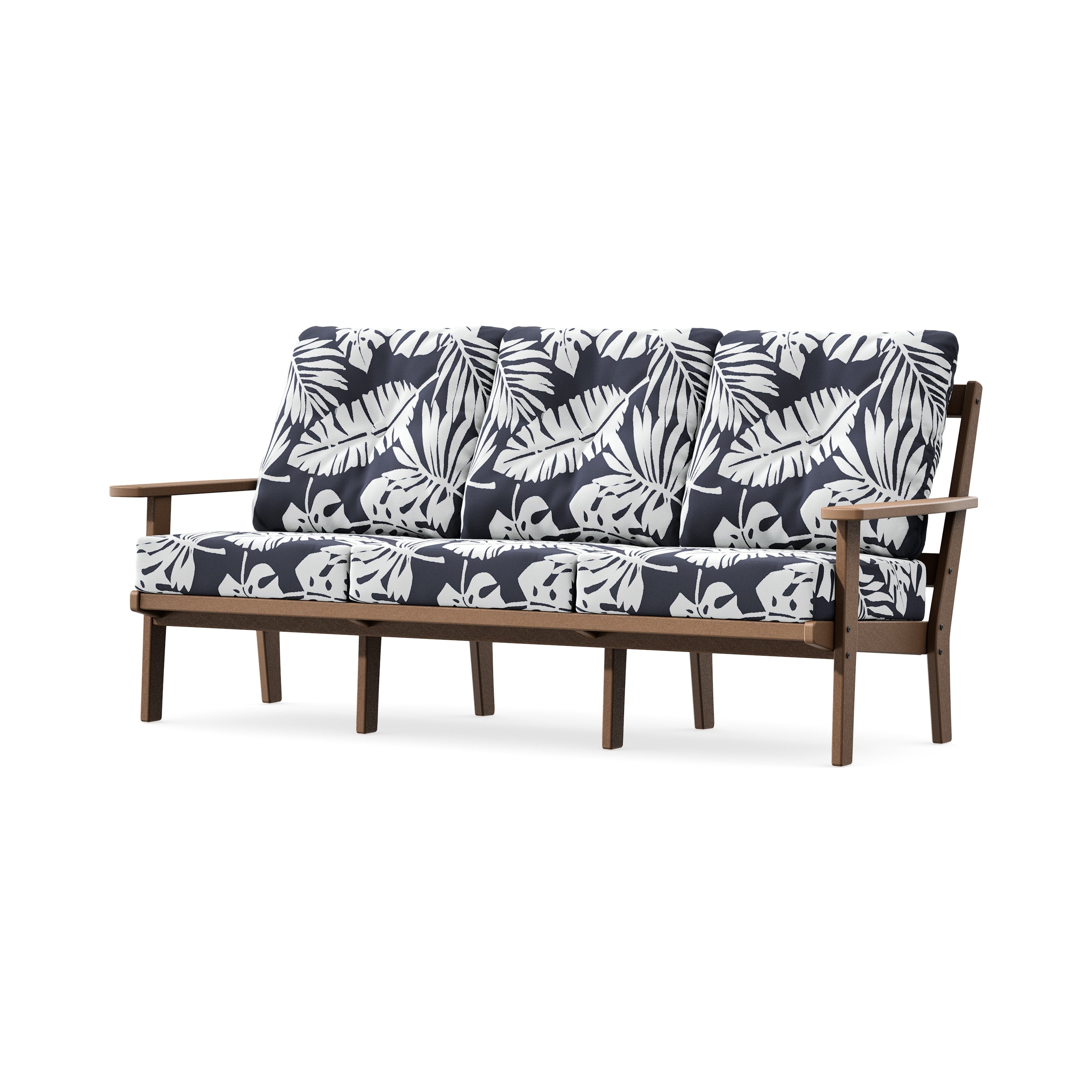 PrairieDeep Seating Sofa in Teak / Leaf Navy
