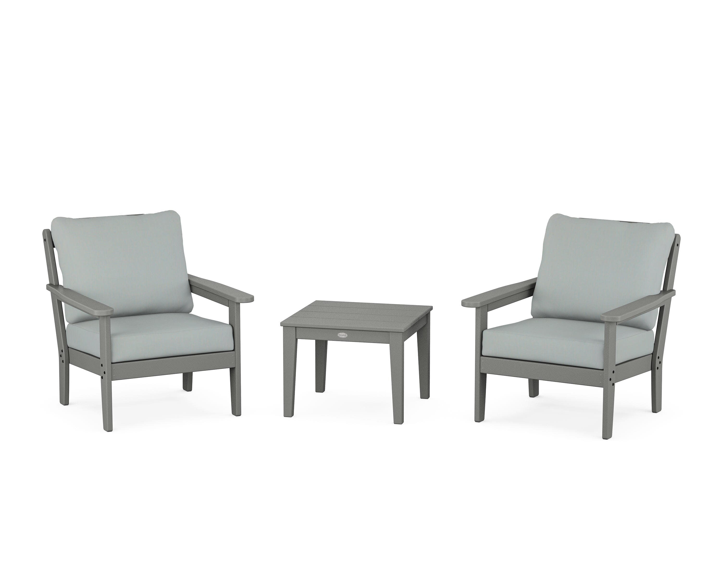Cottage 3-Piece Deep Seating Set in Slate Grey / Spa