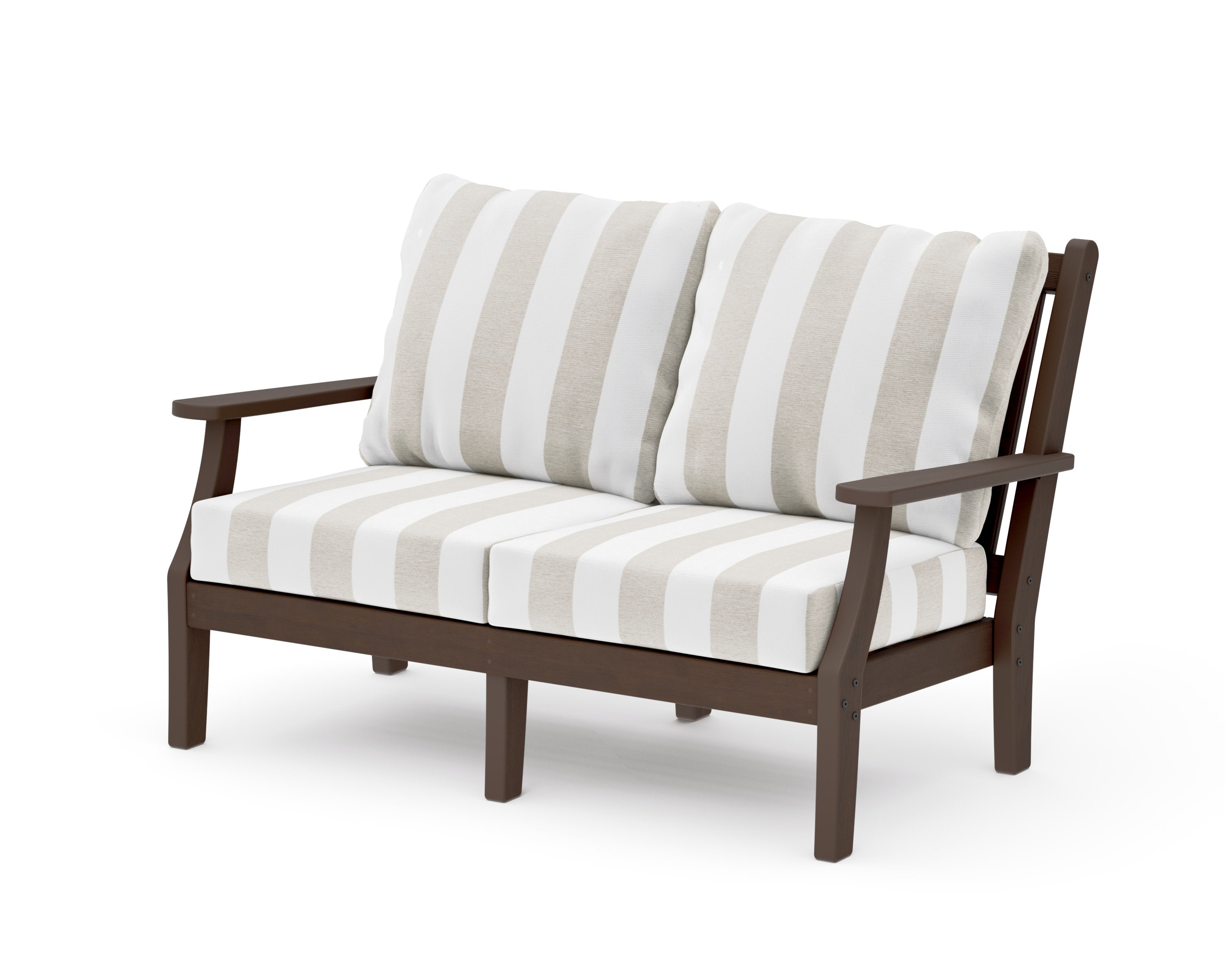 Wovendale Deep Seating Loveseat in Kona / Cabana Stripe Dune Burlap