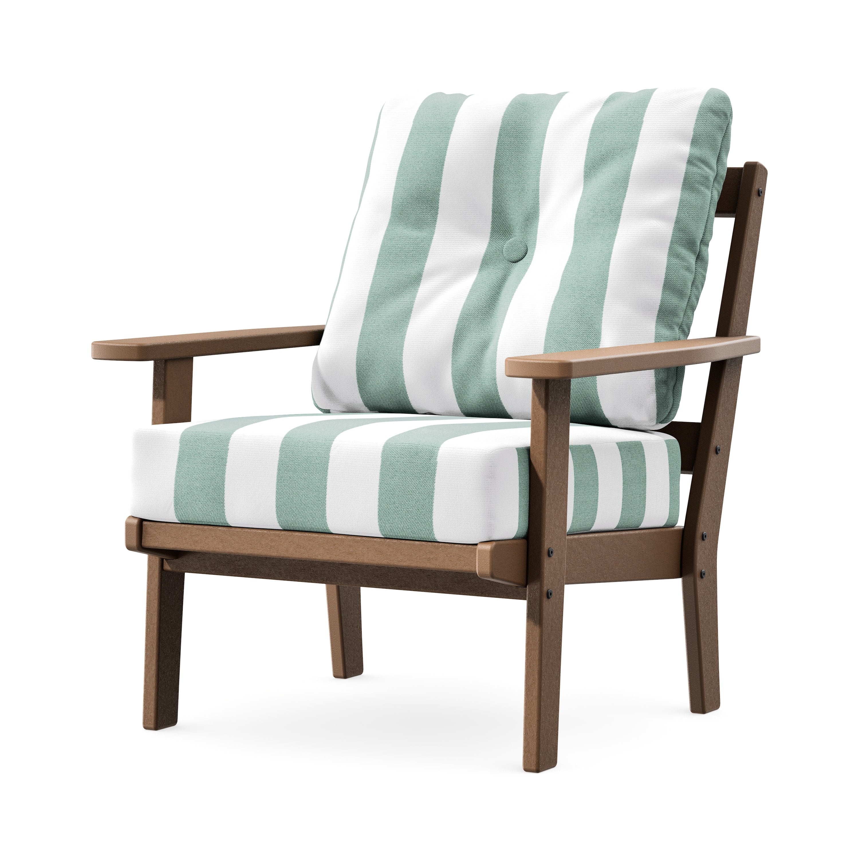 Prairie Deep Seating Chair in Teak / Cabana Stripe Glacier Spa