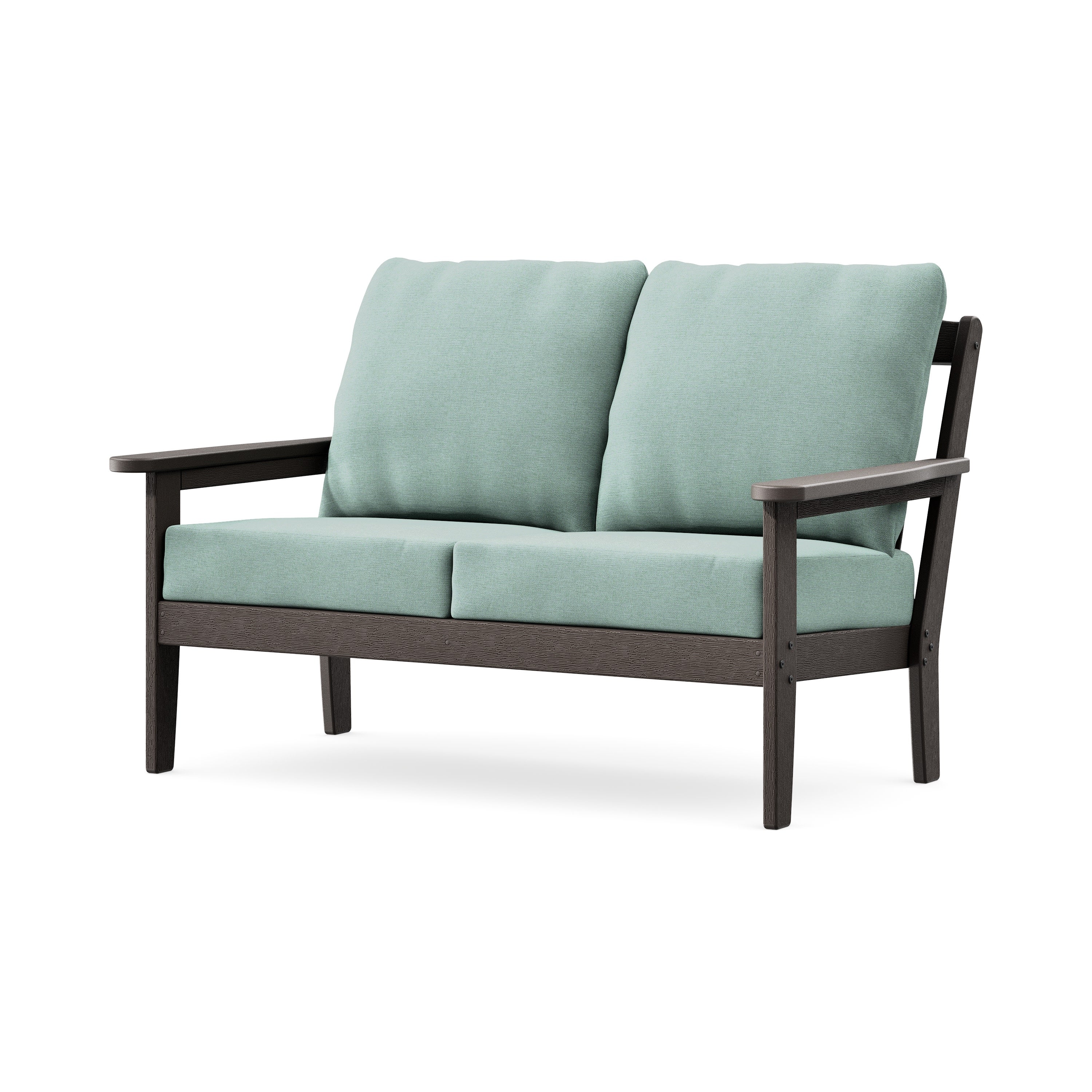 Cottage Deep Seating Loveseat in Vintage Coffee / Glacier Spa