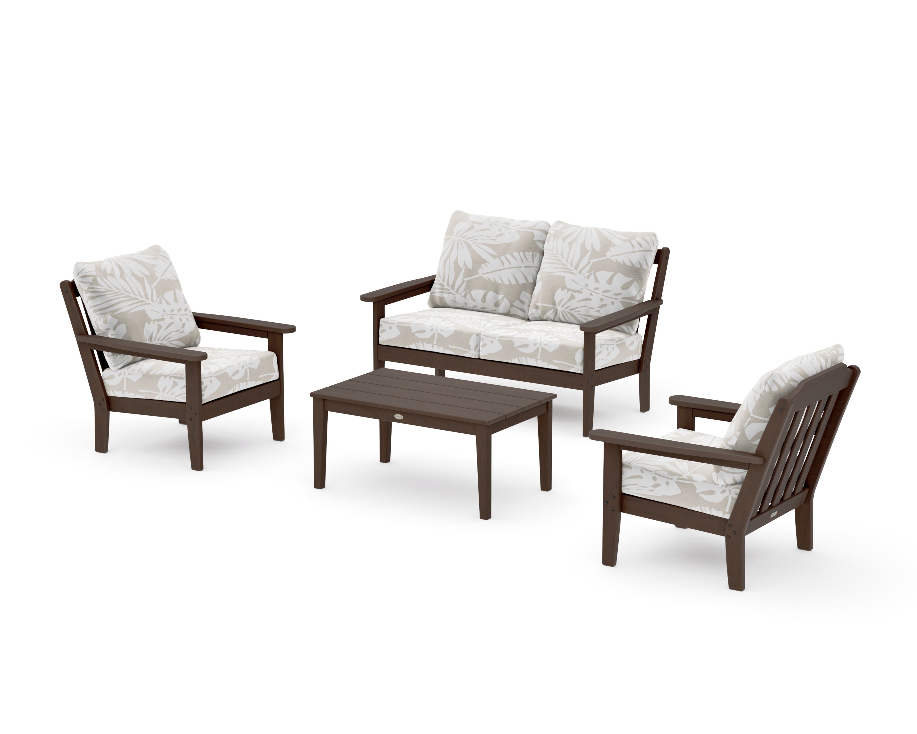 Cottage 4-Piece Deep Seating Set with Loveseat in Kona / Leaf Dune Burlap