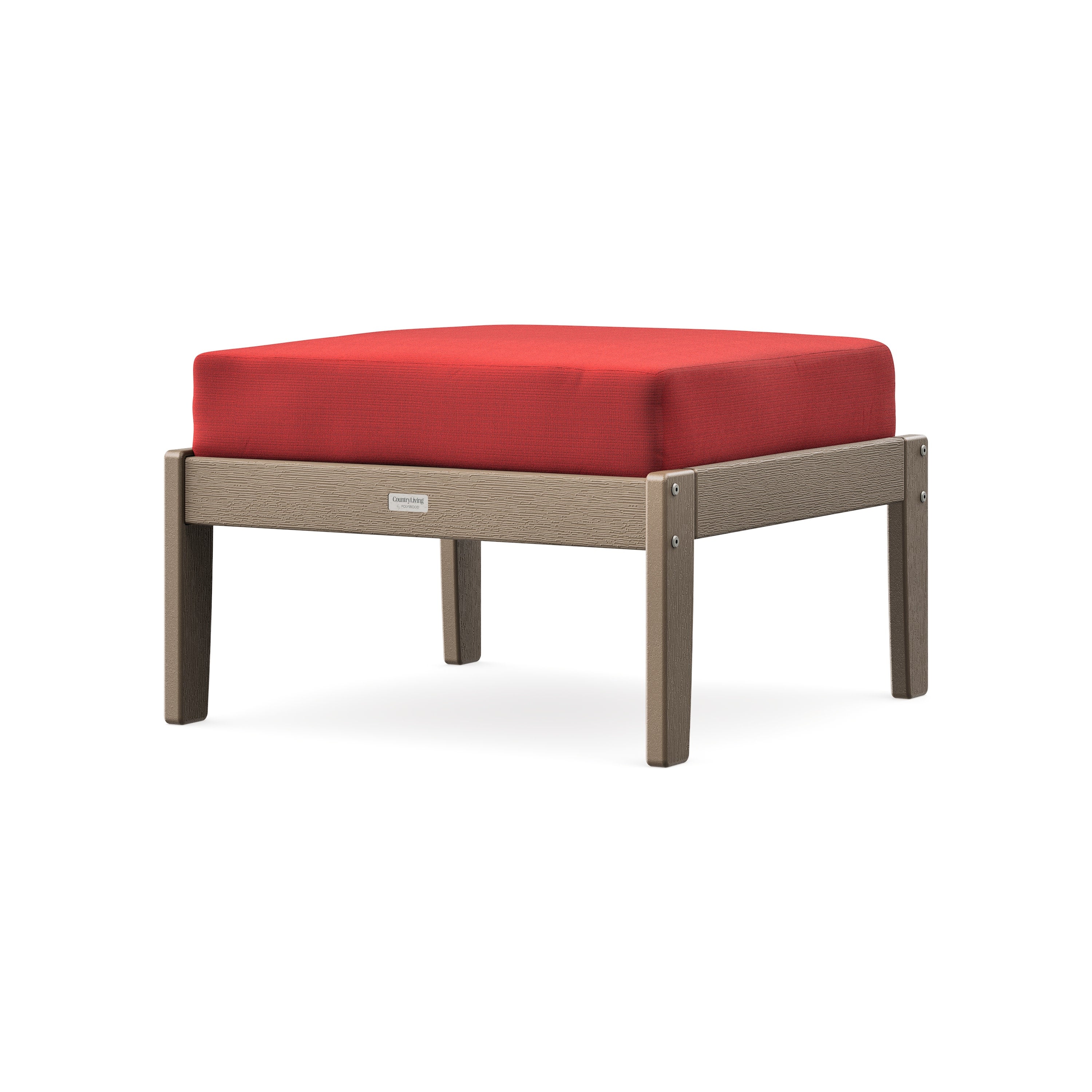 Cottage Deep Seating Ottoman in Vintage Sahara / Crimson Linen