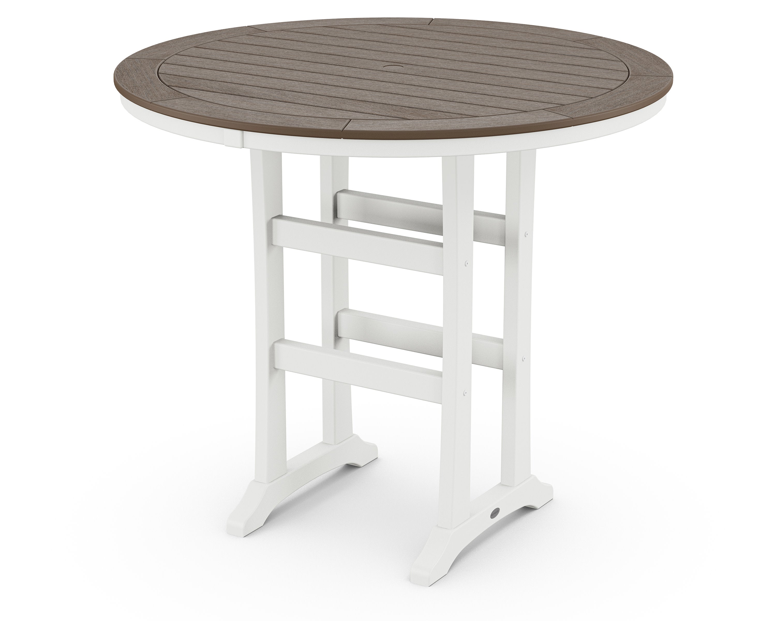 Nautical Trestle 48" Round Bar Table in White / Kona
