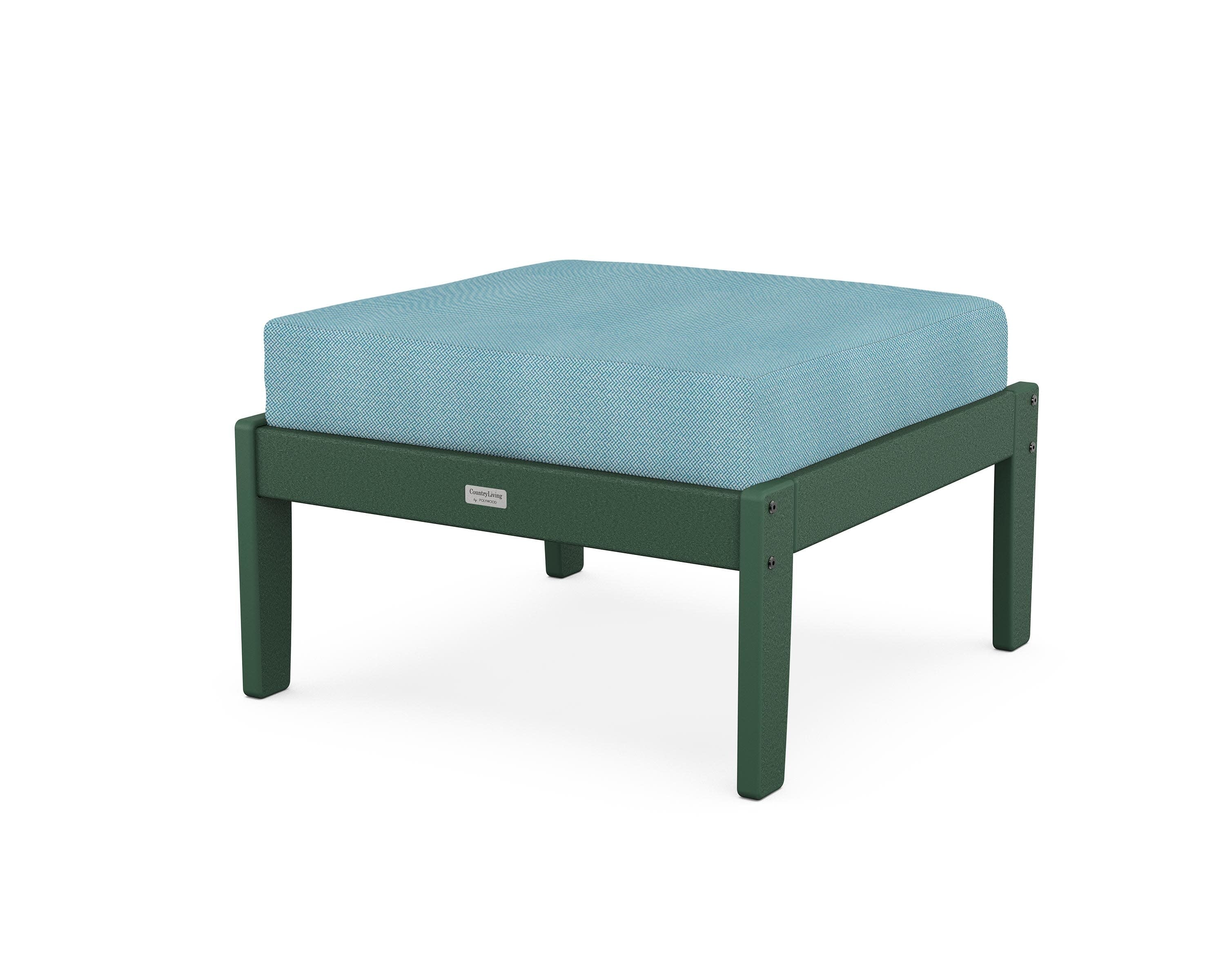 Cottage Deep Seating Ottoman in Green / Lattice Sky Blue