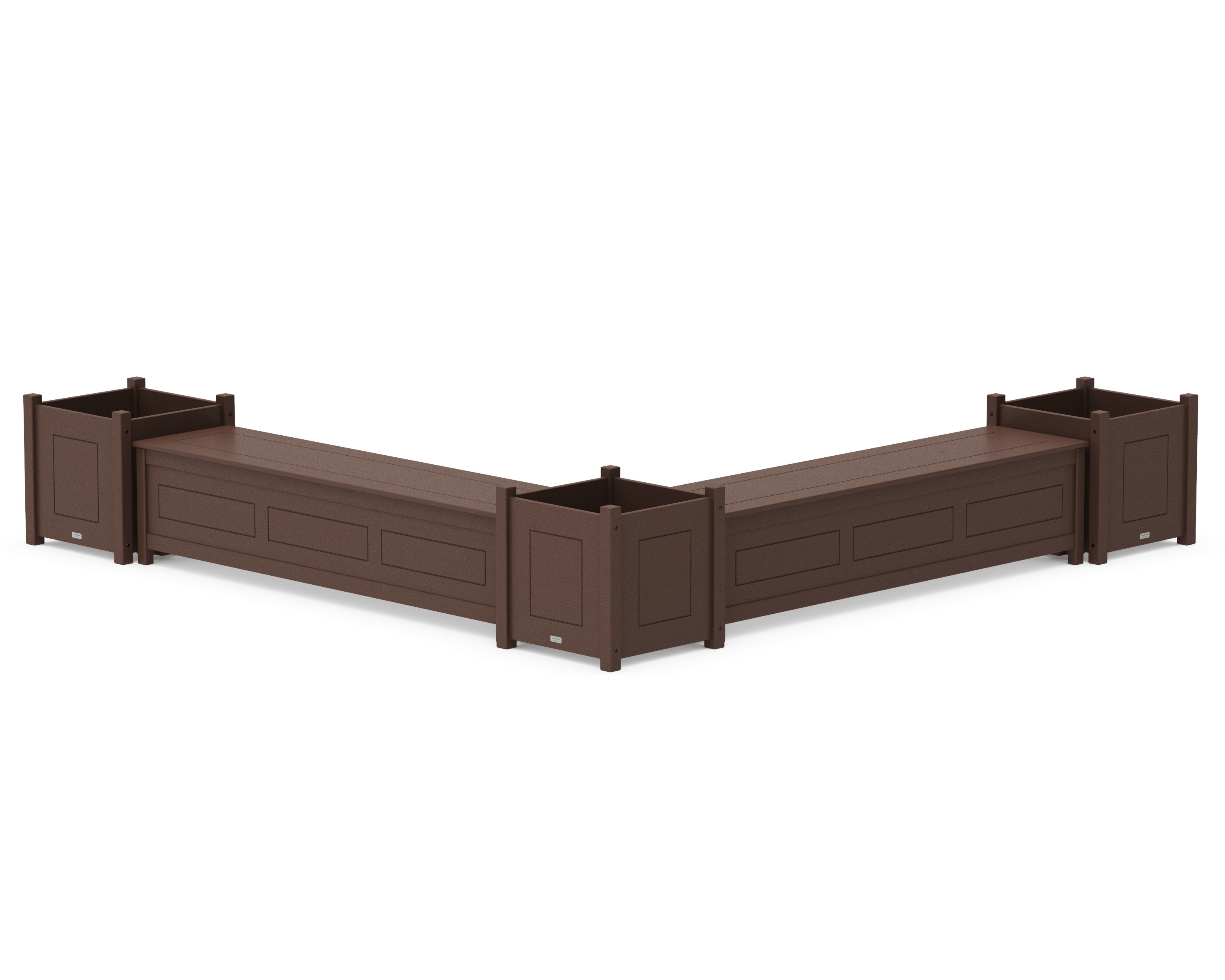 72" Country Living L- Shaped Planter Storage Bench Corner Set- Large in Mahogany