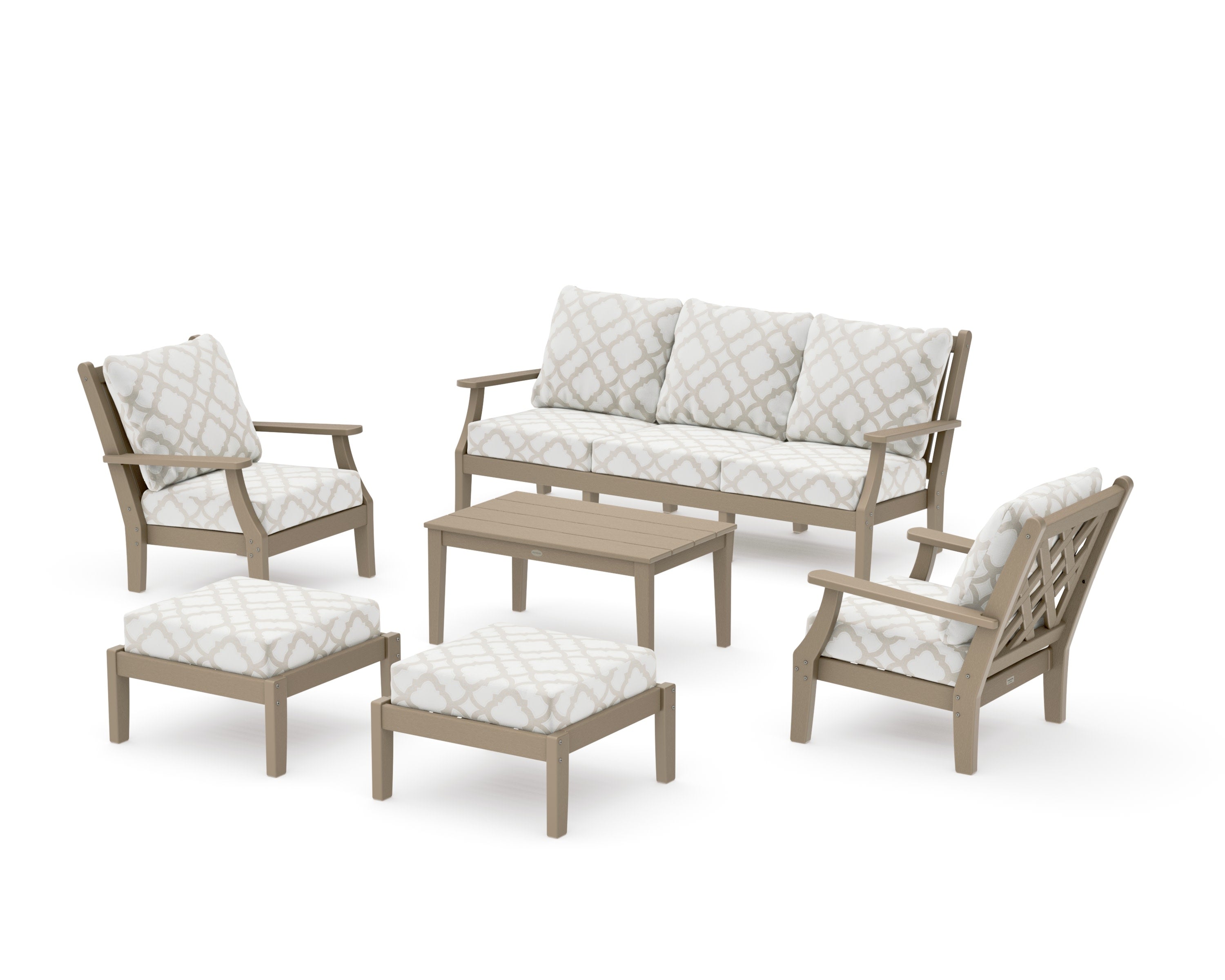 Wovendale 6-Piece Lounge Sofa Set in Vintage Sahara / Trellis Dune Burlap