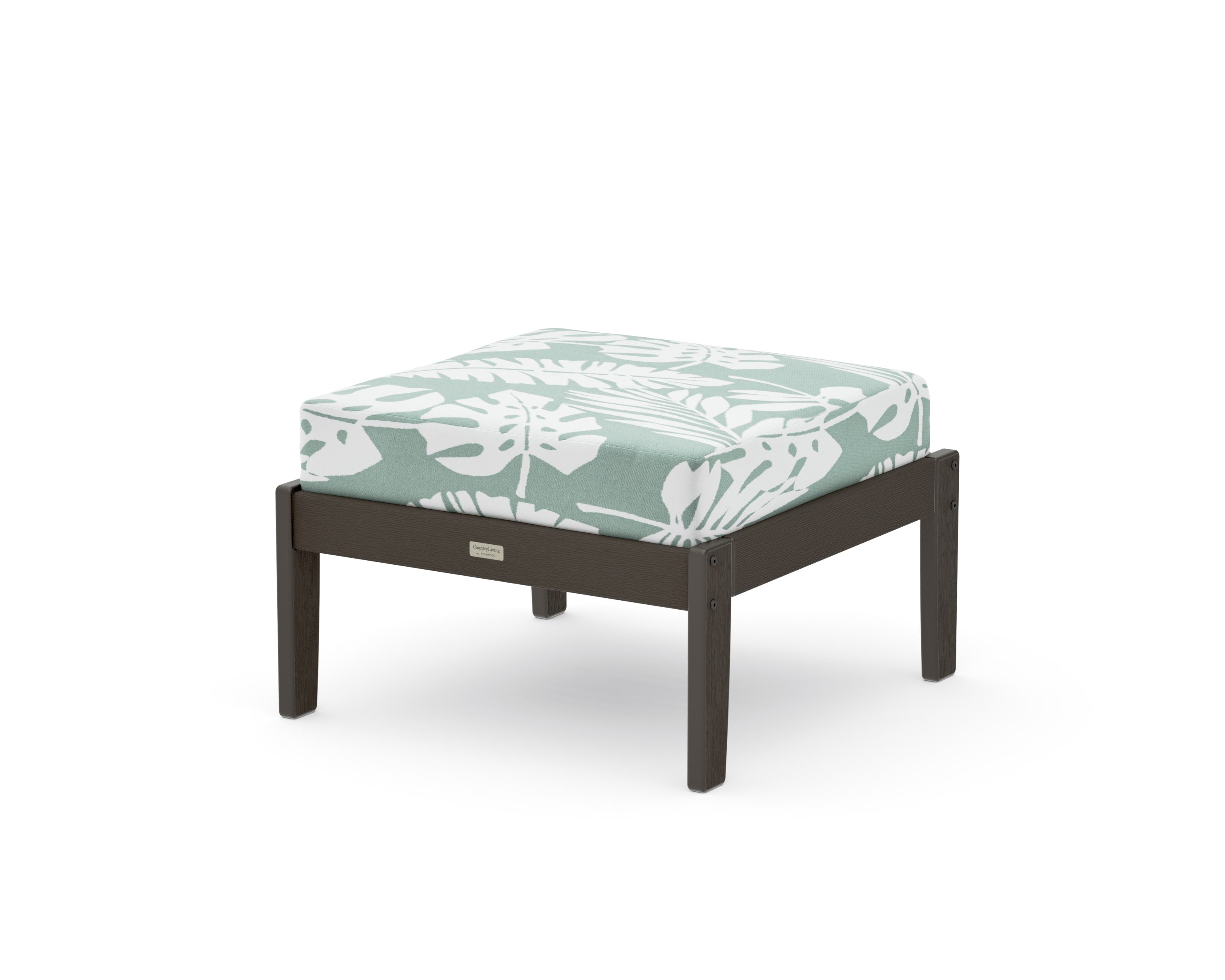 Cottage Deep Seating Ottoman in Vintage Coffee / Leaf Glacier Spa