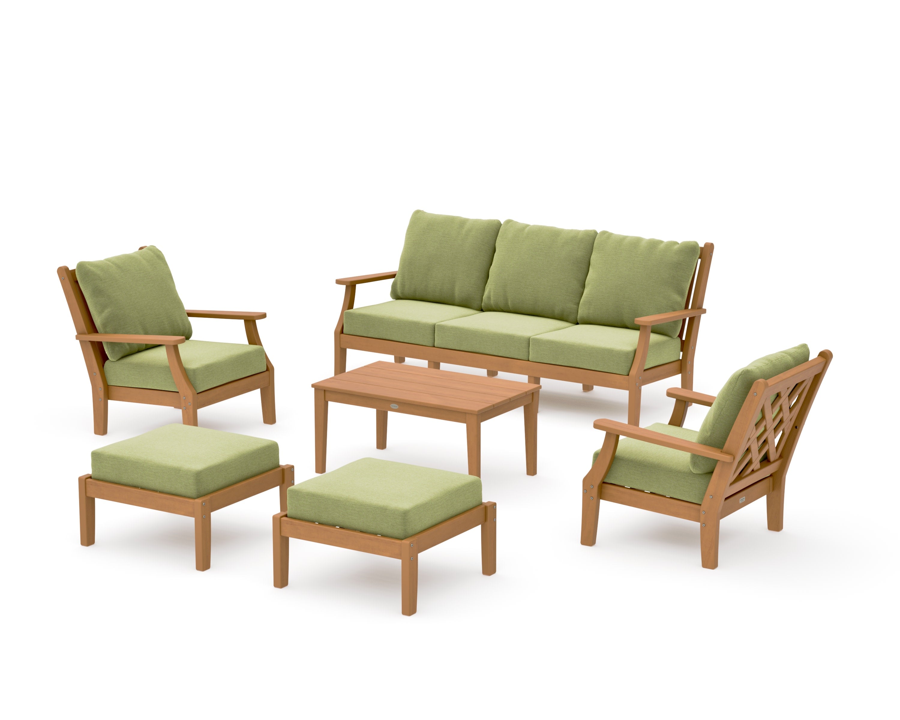 Wovendale 6-Piece Lounge Sofa Set in Natural / Chartreuse Boucle