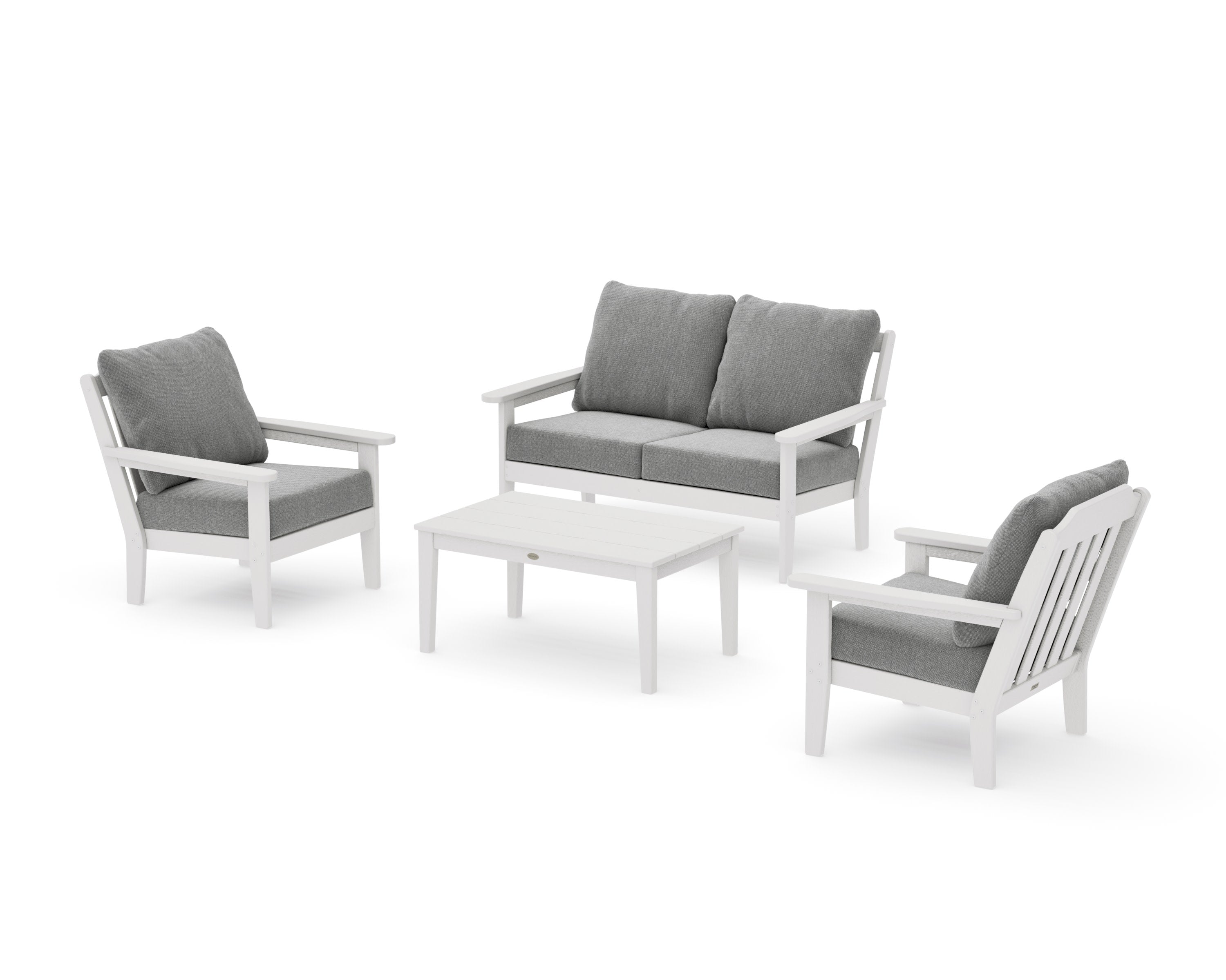 Cottage 4-Piece Deep Seating Set with Loveseat in Vintage White / Grey Mist