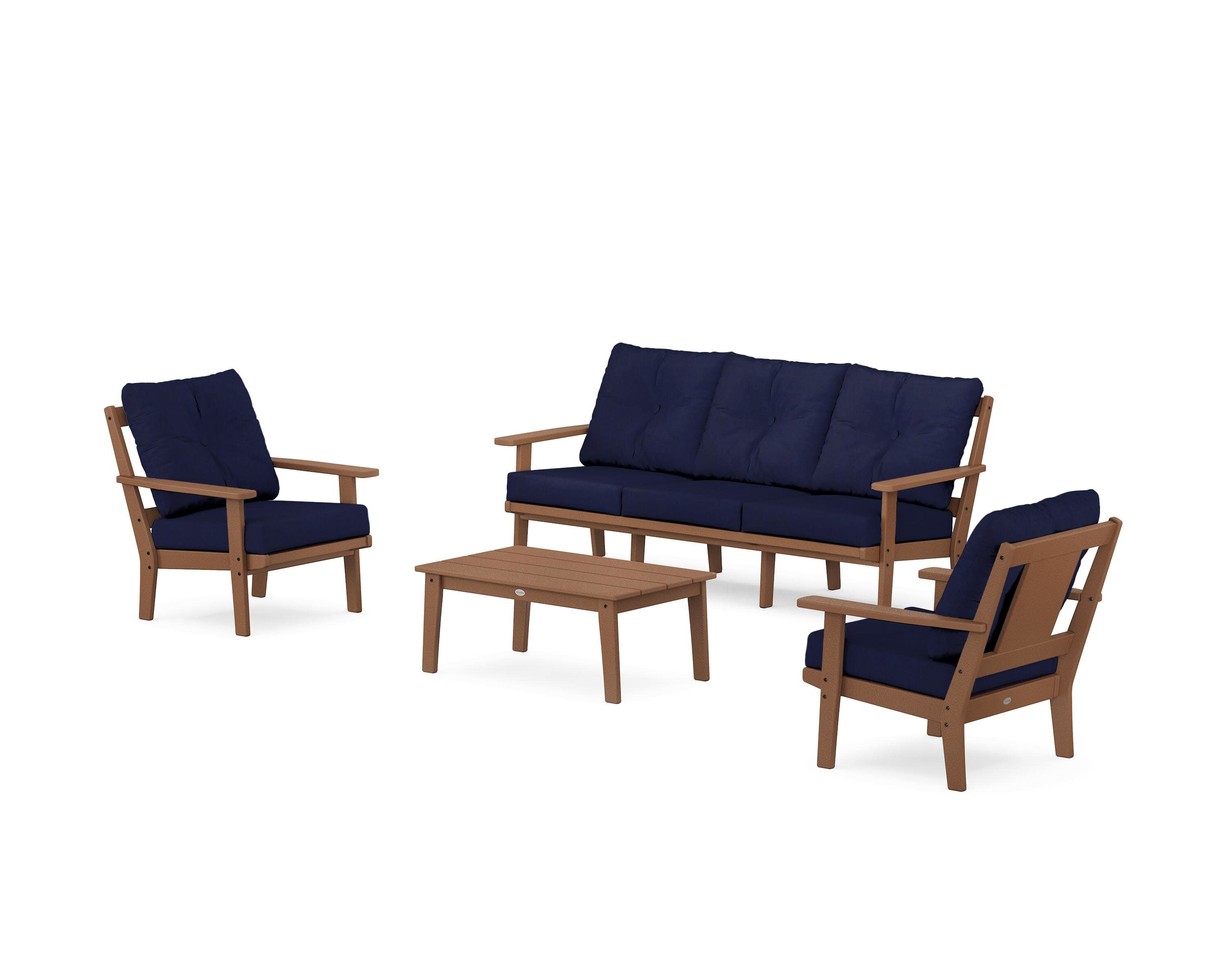 Prairie 4-Piece Deep Seating Set with Sofa in Teak / Navy